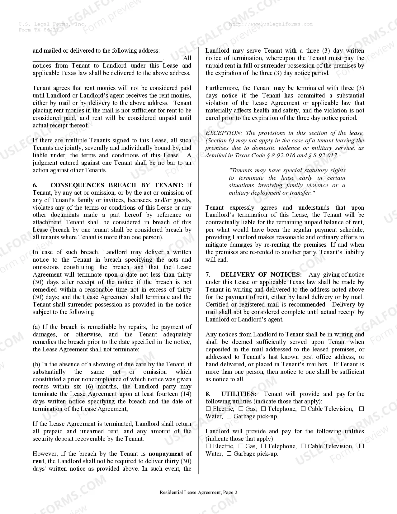 Preview Residential Rental Lease Agreement