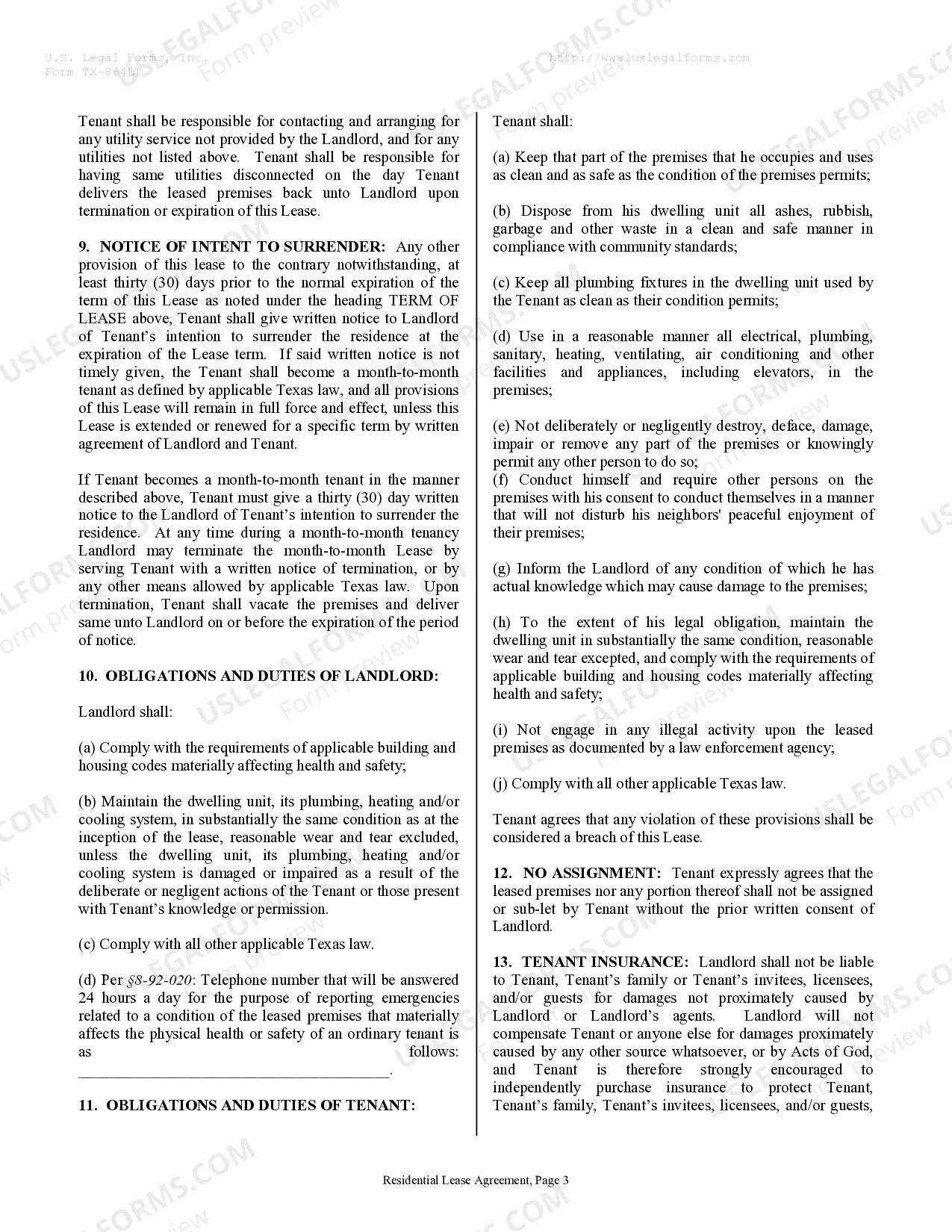 Preview Residential Rental Lease Agreement