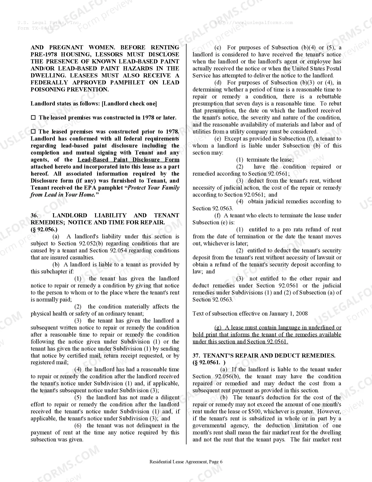 Preview Residential Rental Lease Agreement