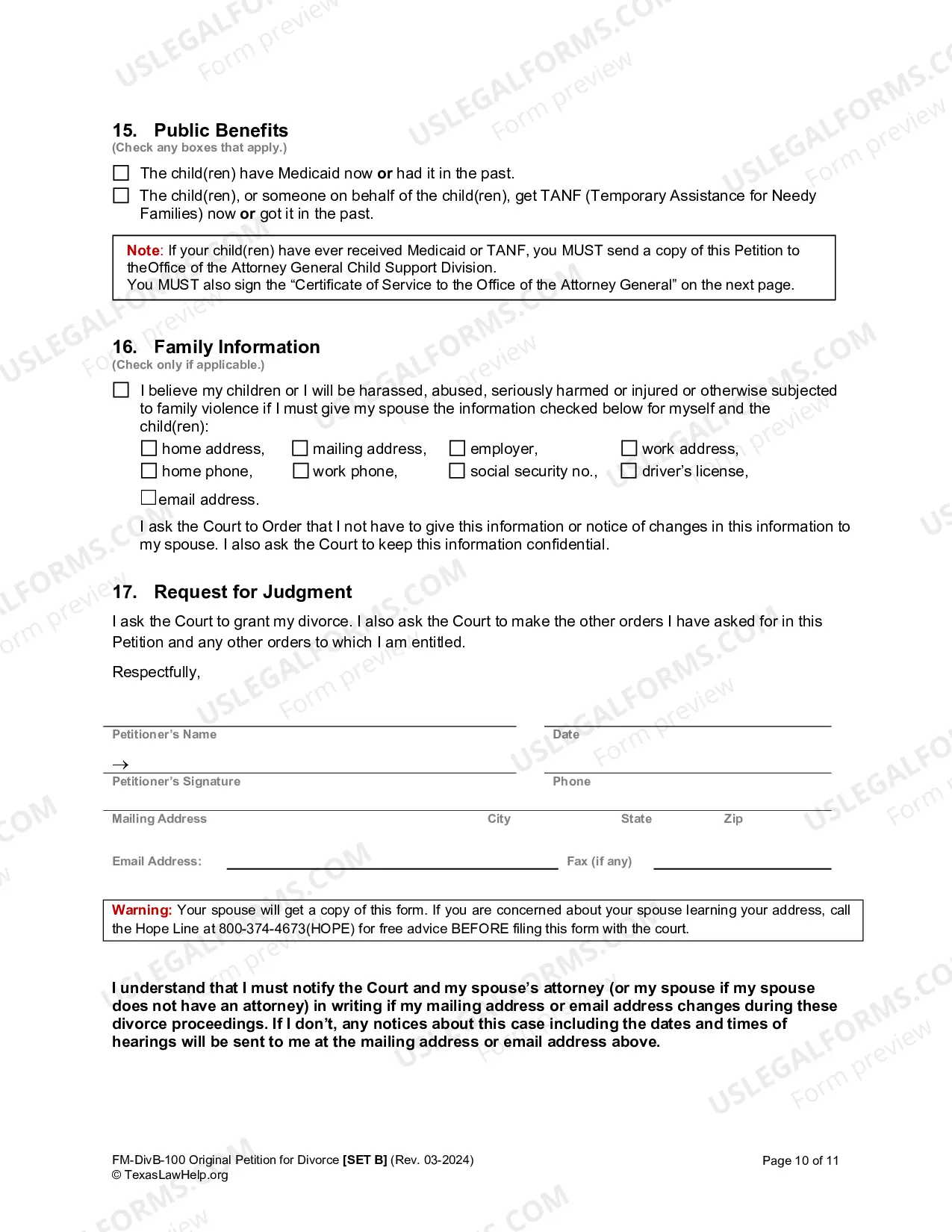 Preview Petiton for Divorce with Minor Children