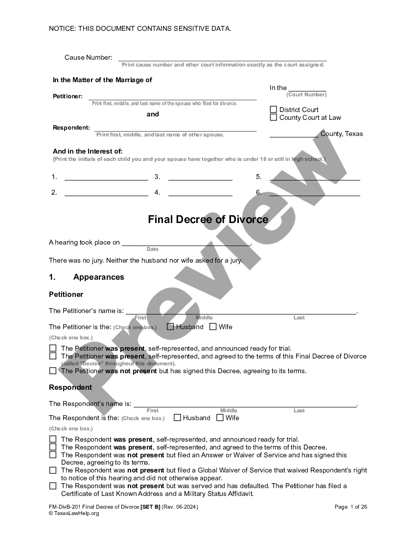 Texas Final Decree Of Divorce With Children Final Decree Of Divorce