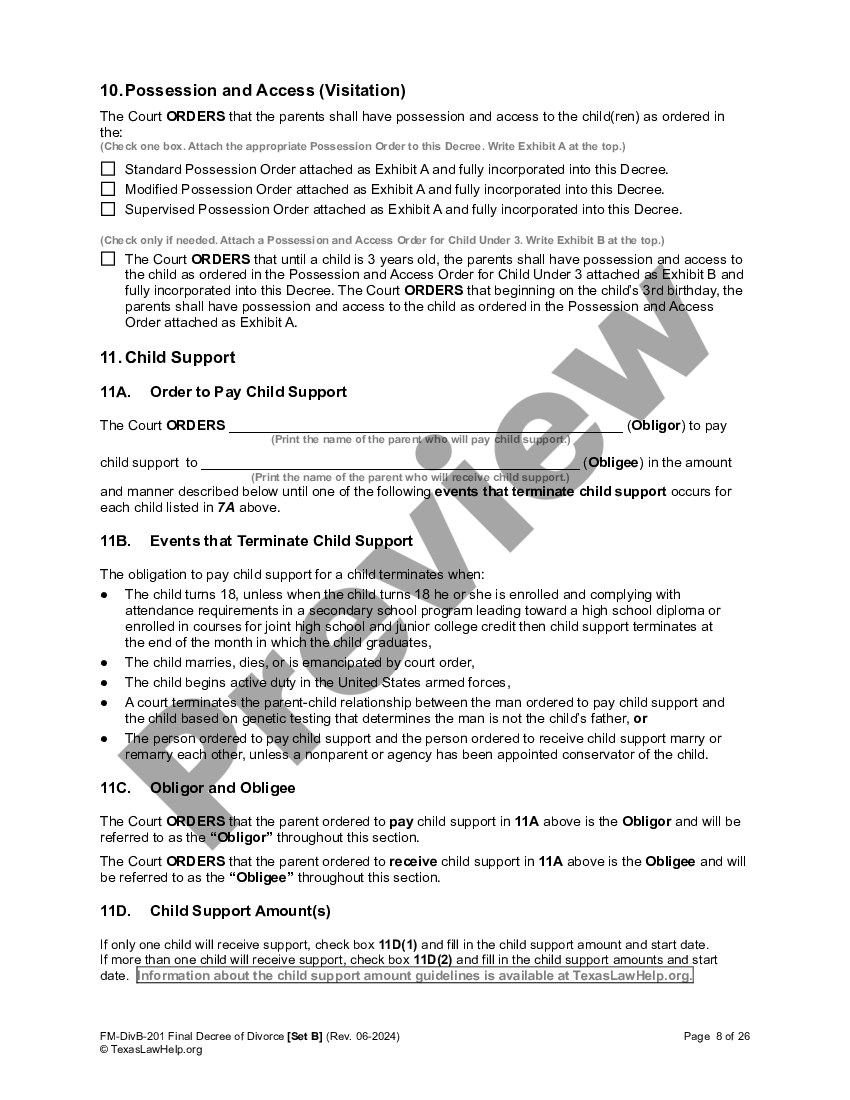 Texas Final Decree of Divorce with children Final Decree Of Divorce