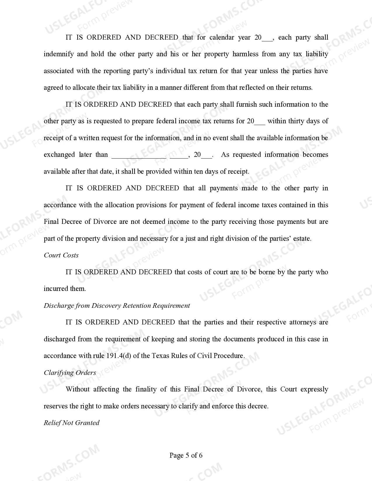 Preview Final Decree of Divorce