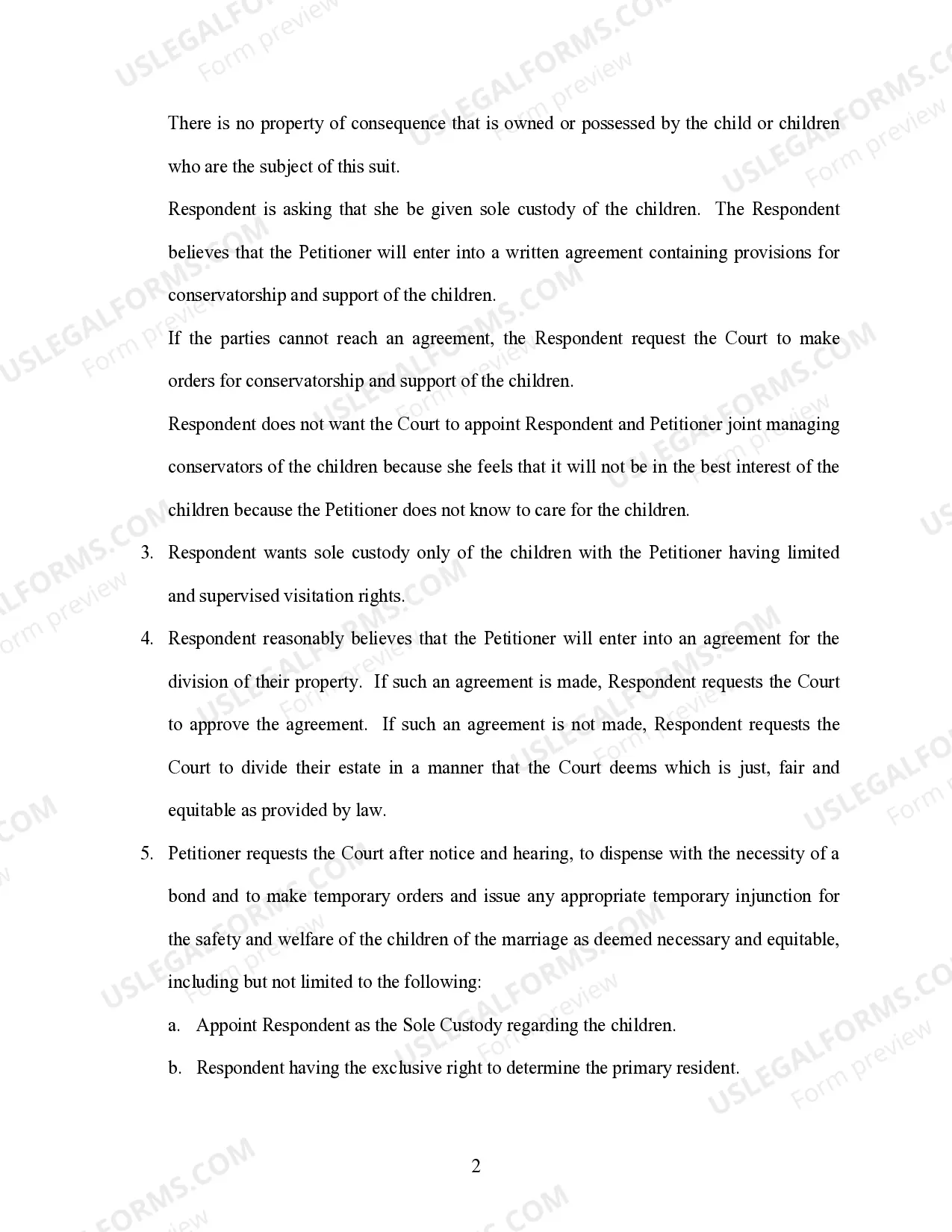 Preview Counterclaim for Divorce