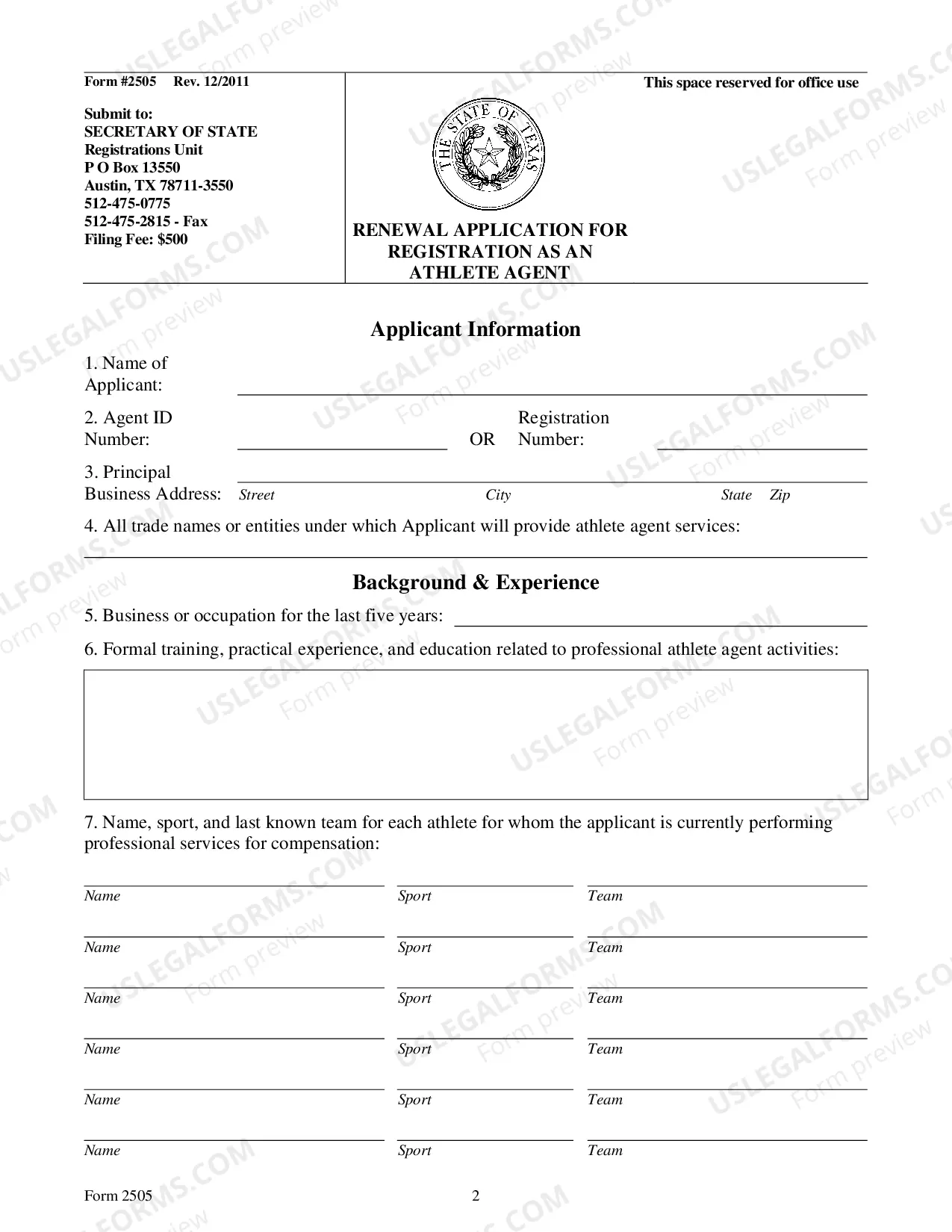 Preview Renewal Application For Registration As An Athlete Agent