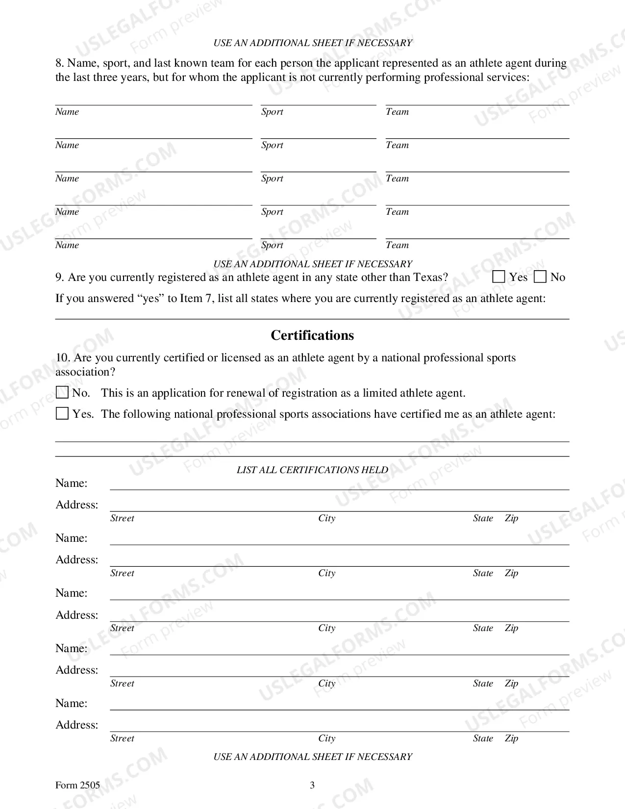Preview Renewal Application For Registration As An Athlete Agent