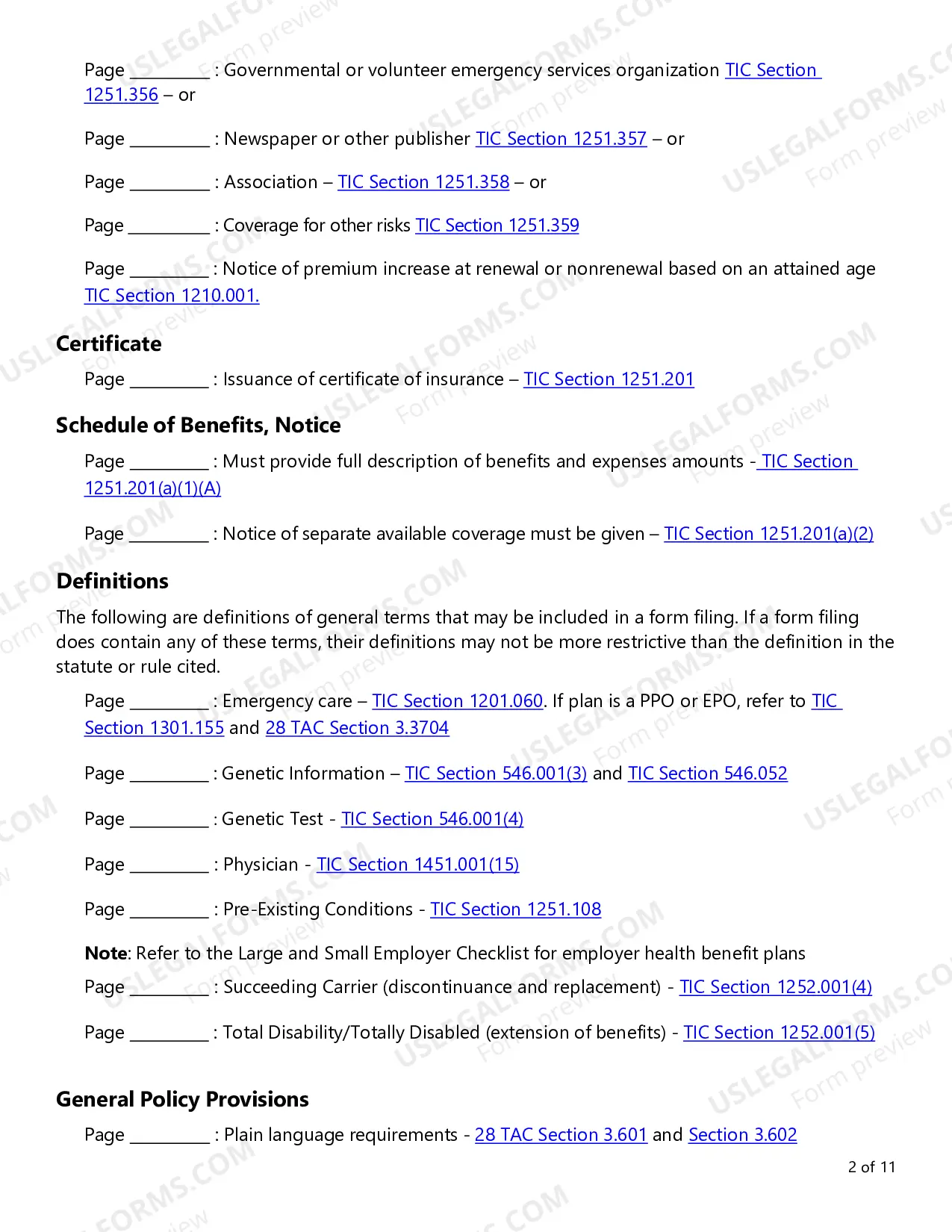 Preview Group Health Product Requirements Checklist