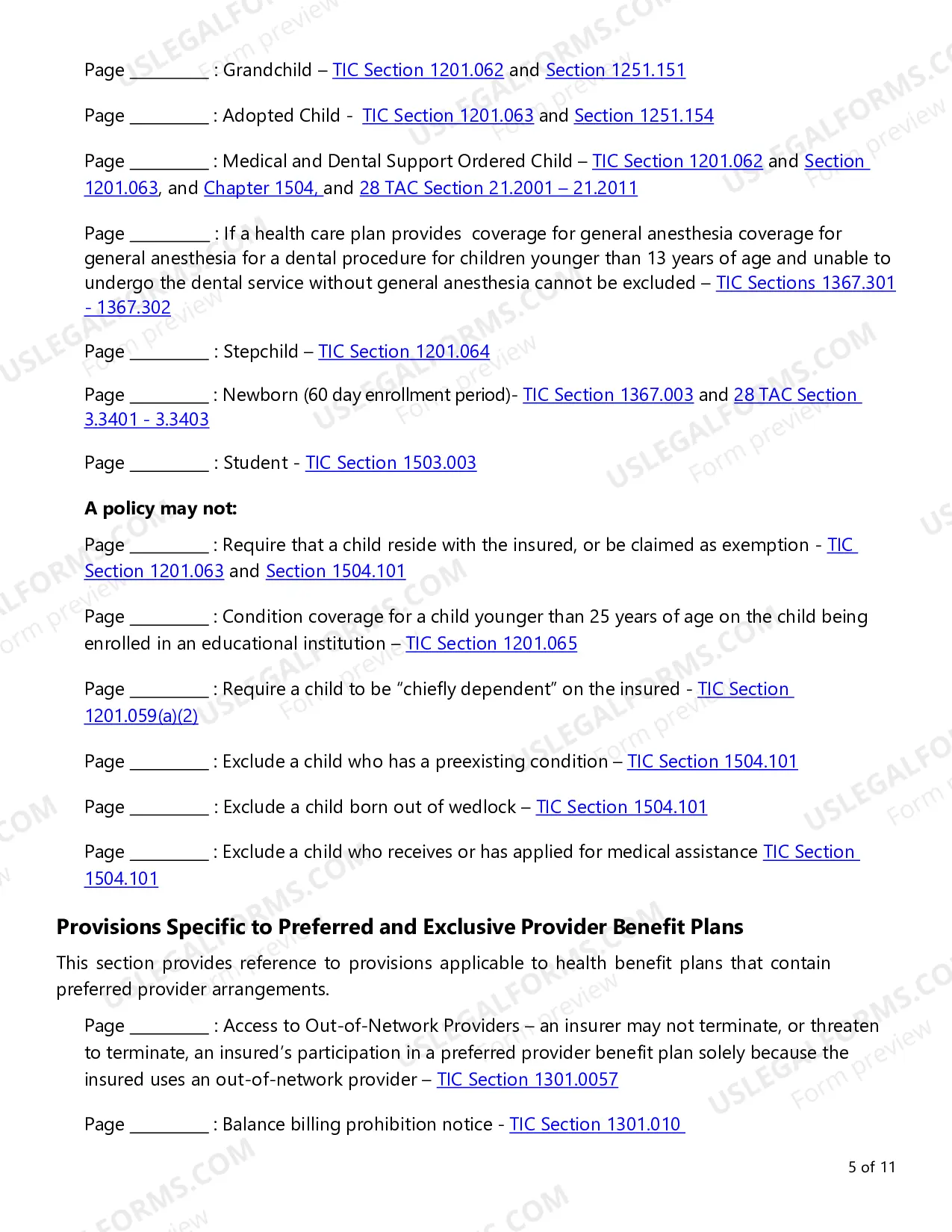 Preview Group Health Product Requirements Checklist