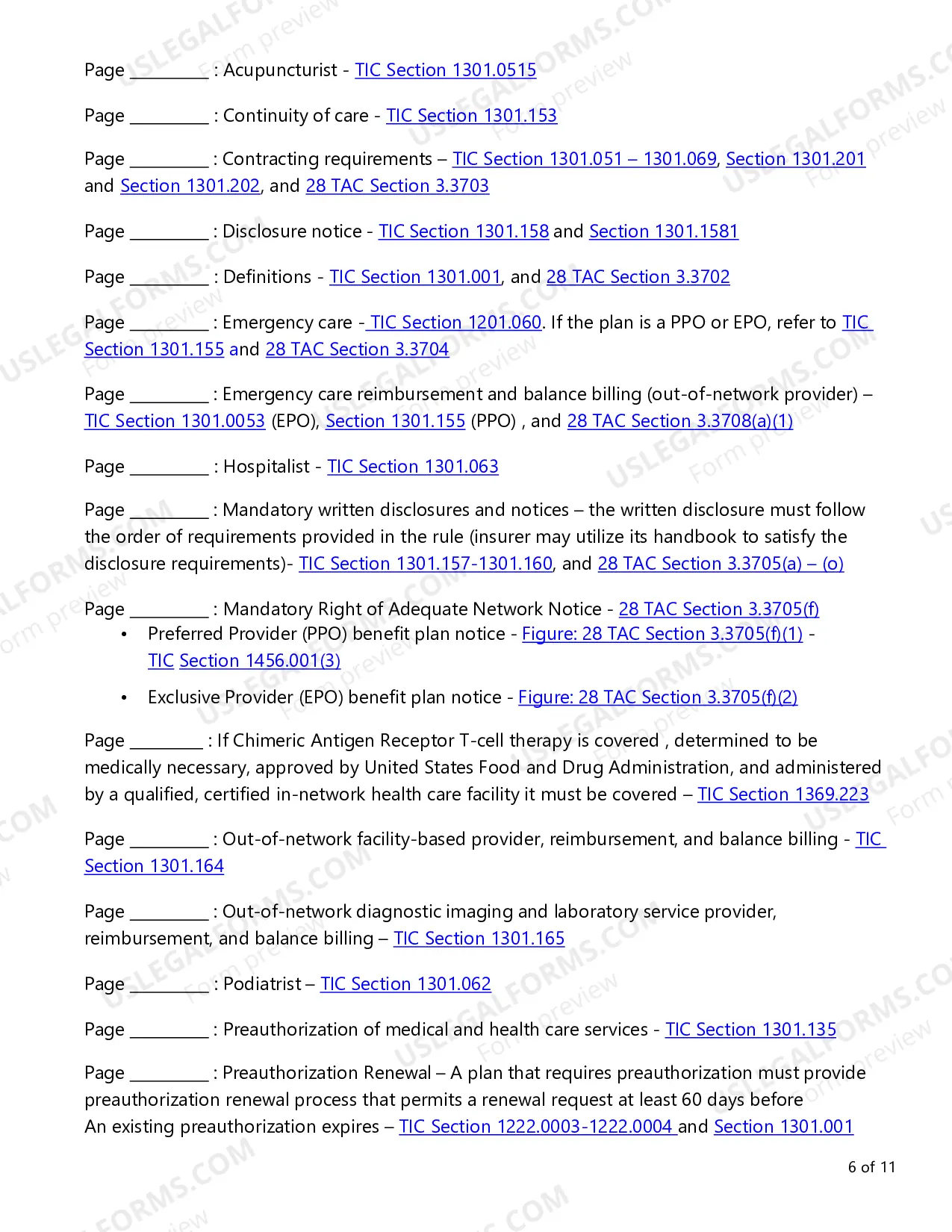 Preview Group Health Product Requirements Checklist