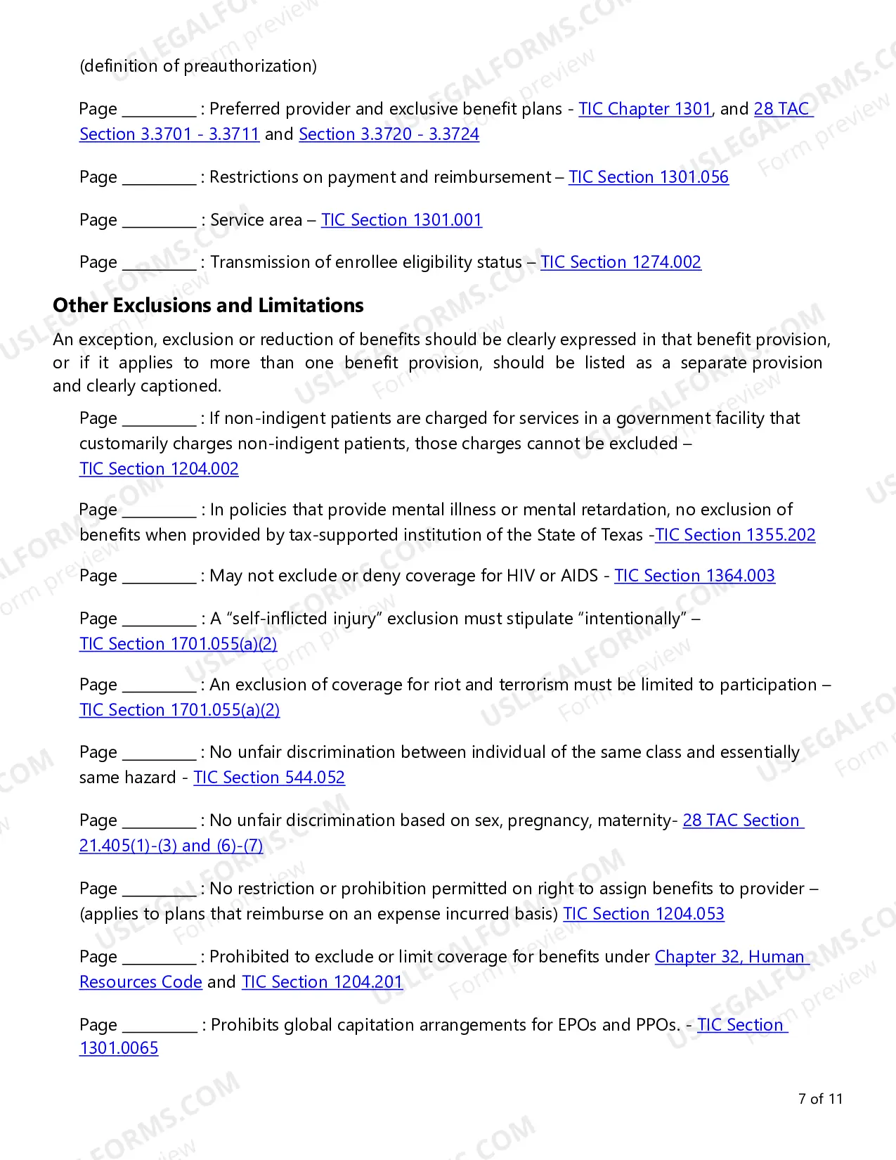 Preview Group Health Product Requirements Checklist
