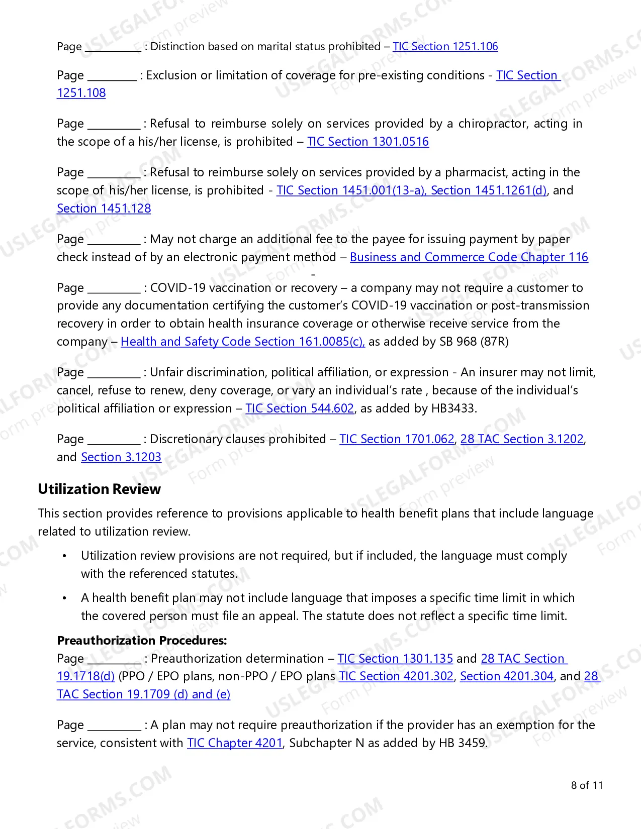 Preview Group Health Product Requirements Checklist