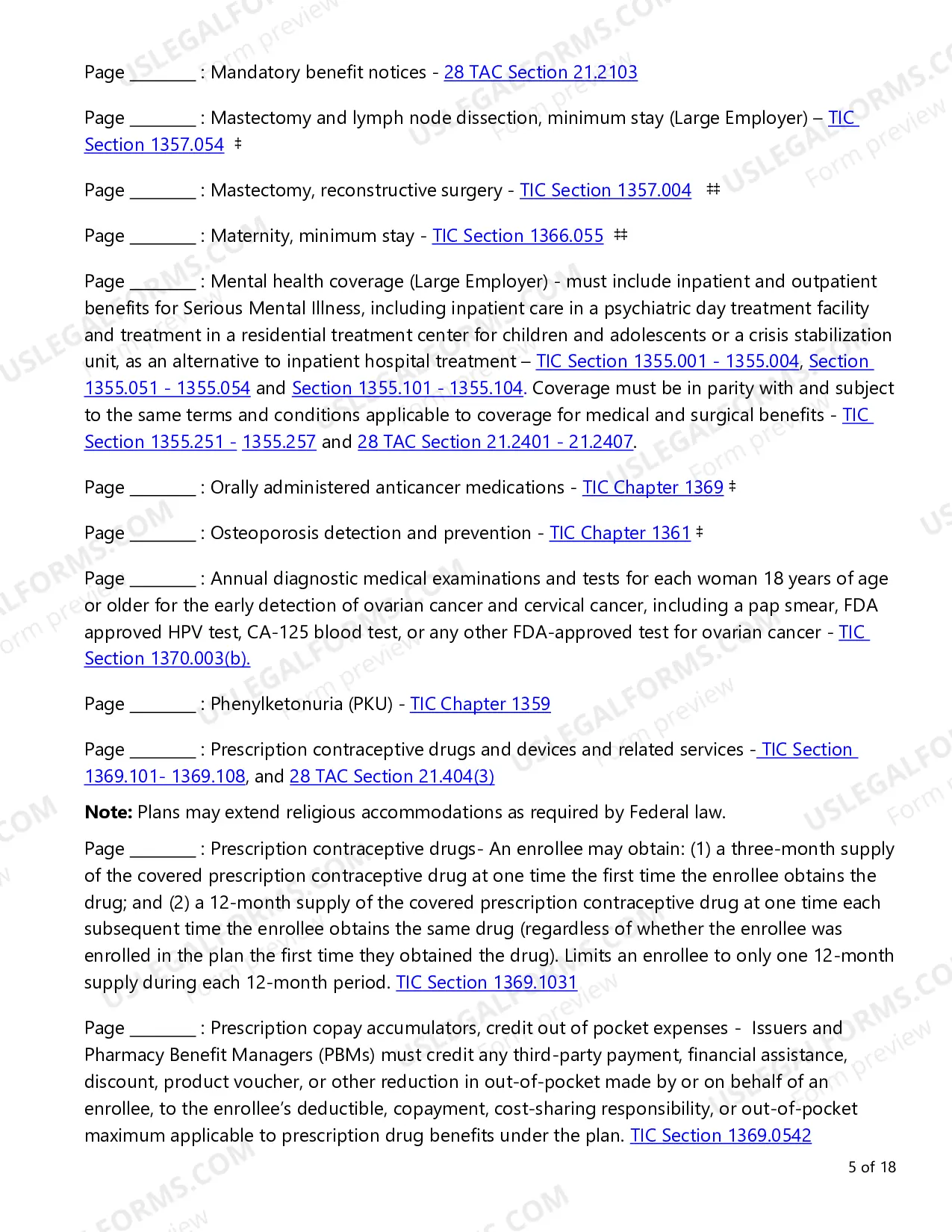 Preview Group Health Large and Small Employer Requirements Checklist