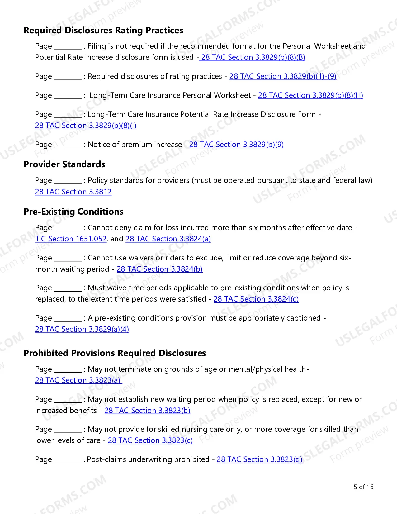Preview Group and Individual Long-Term Care Checklist