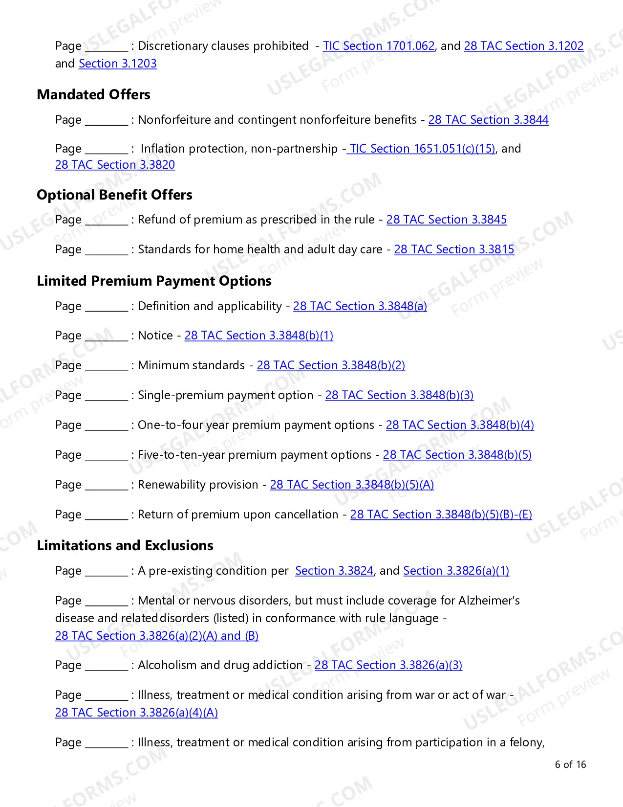Preview Group and Individual Long-Term Care Checklist