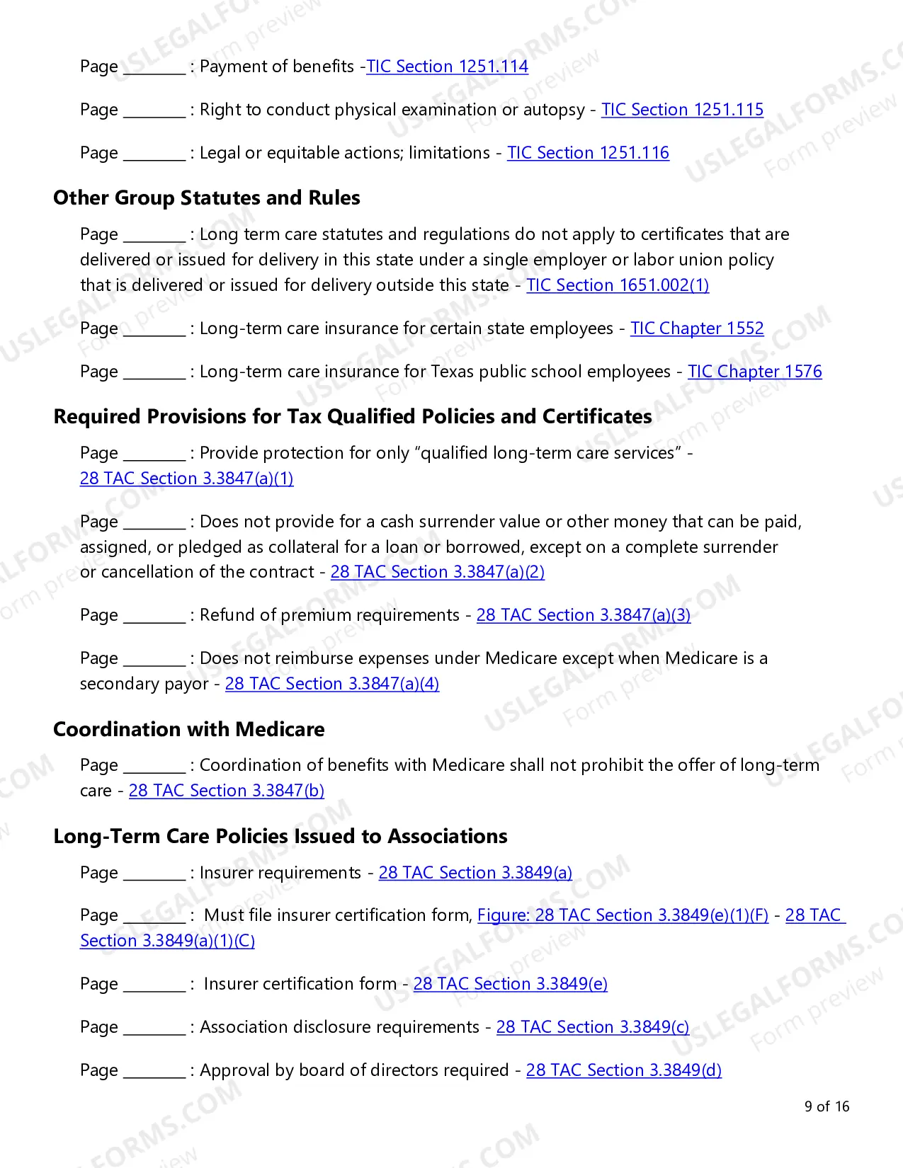 Preview Group and Individual Long-Term Care Checklist