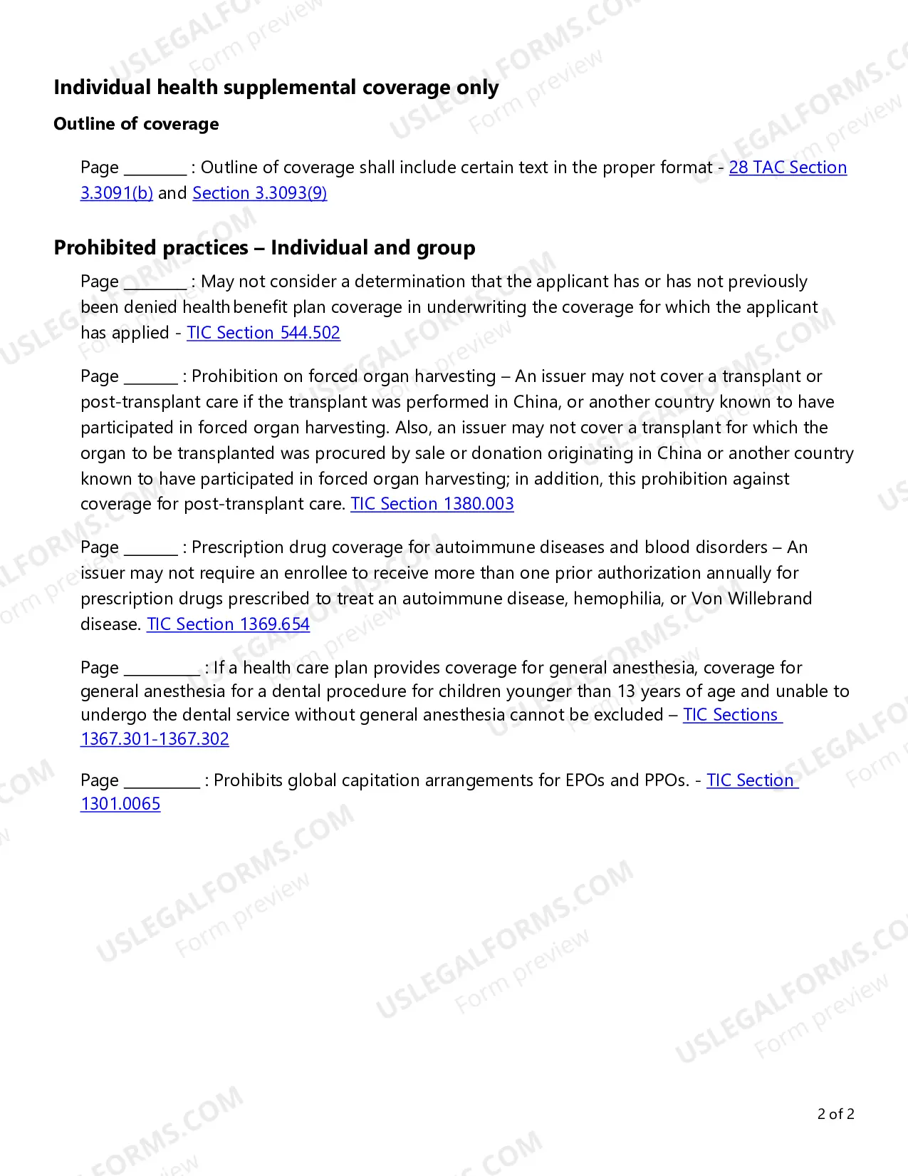 Preview Group and Individual Health Supplemental Coverage Checklist