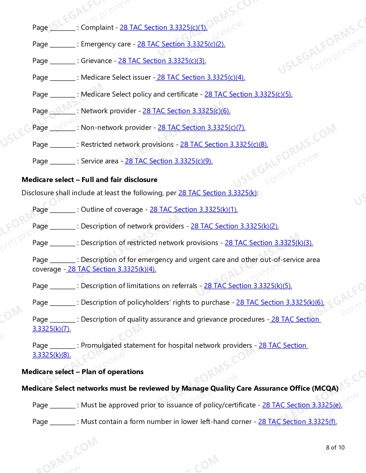 Preview Group and Individual Health Medicare Supplement and Select Checklist