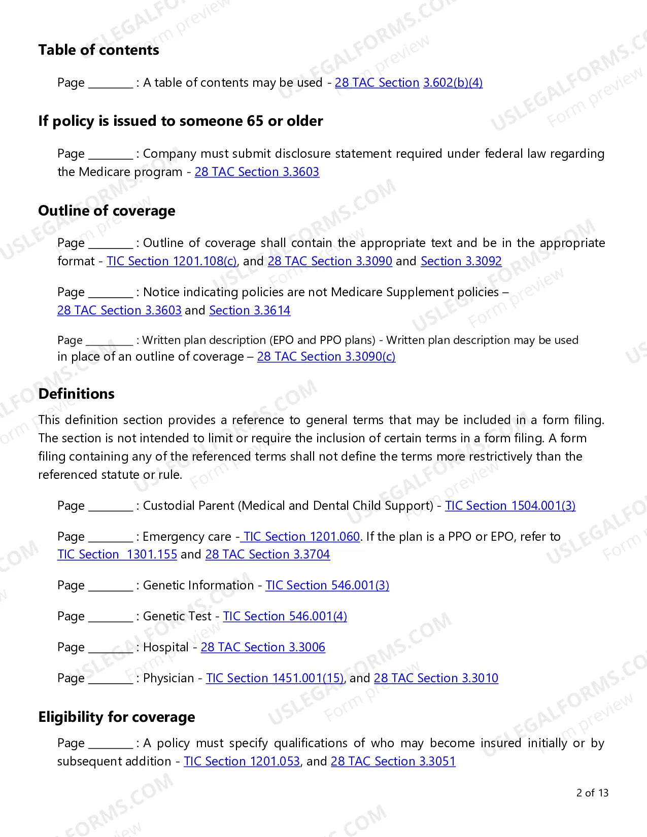 Preview Individual Health Product Requirements Checklist