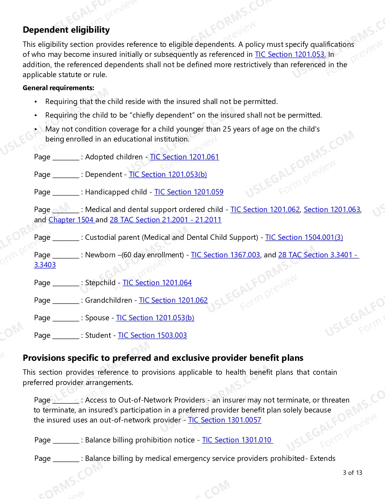 Preview Individual Health Product Requirements Checklist