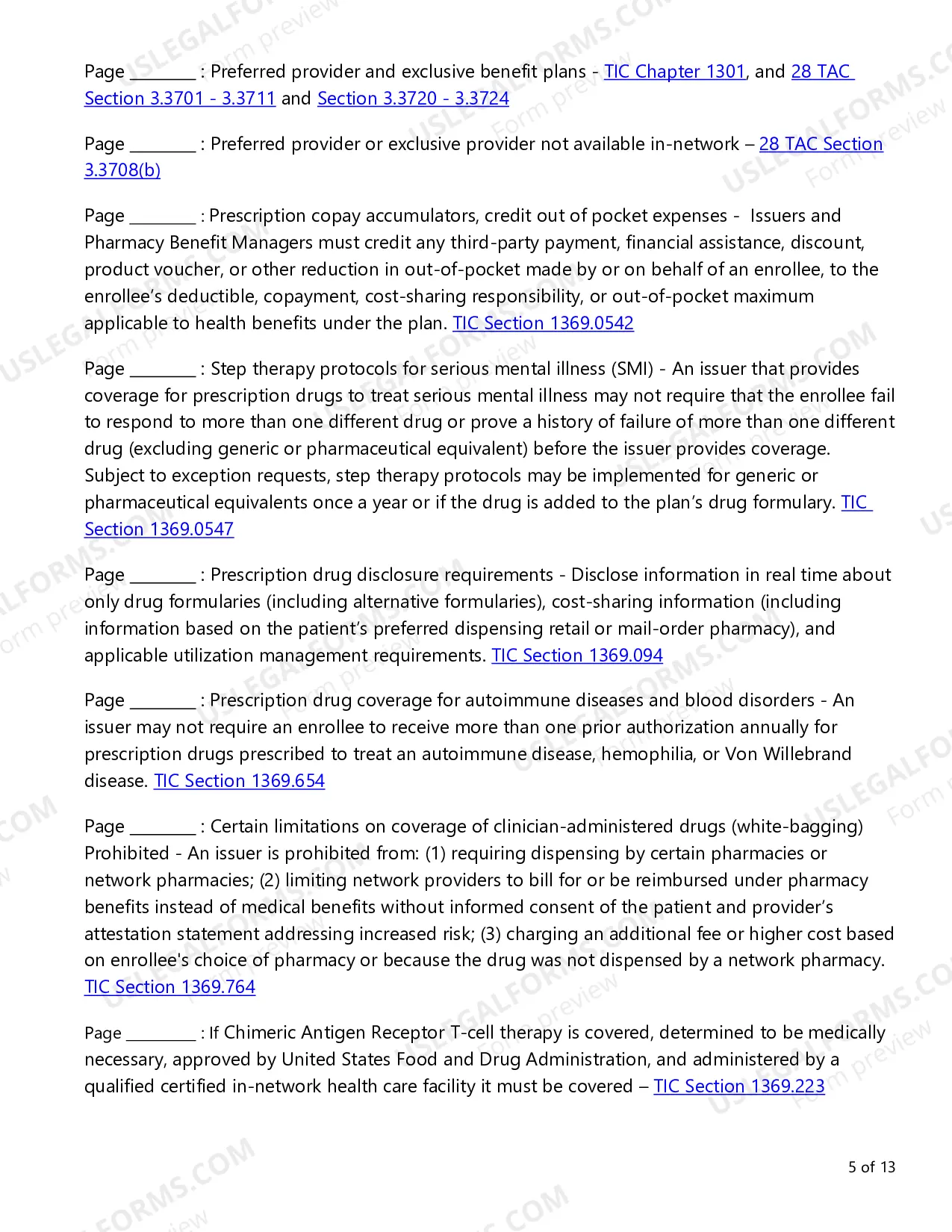 Preview Individual Health Product Requirements Checklist