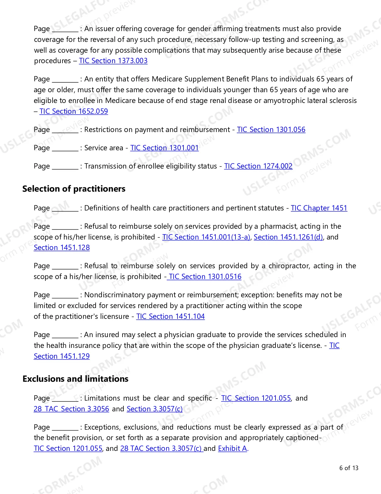 Preview Individual Health Product Requirements Checklist