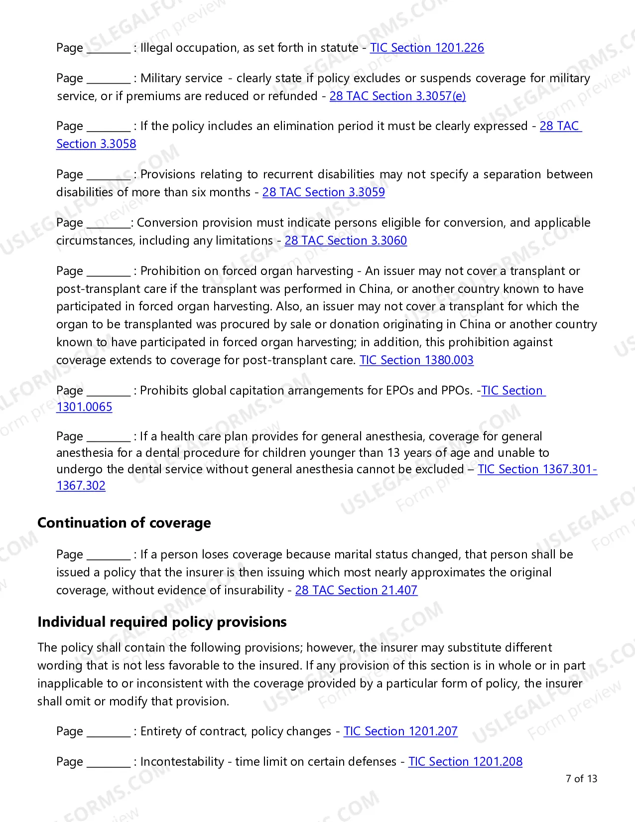 Preview Individual Health Product Requirements Checklist