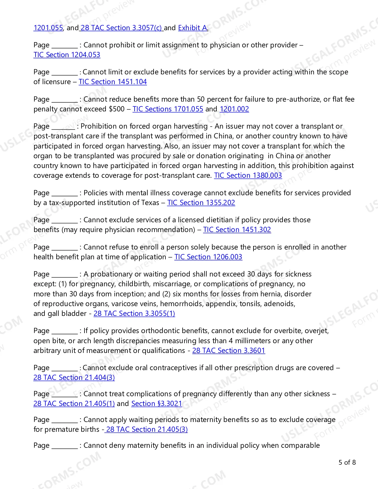 Preview Individual Health Limited Benefit Checklist