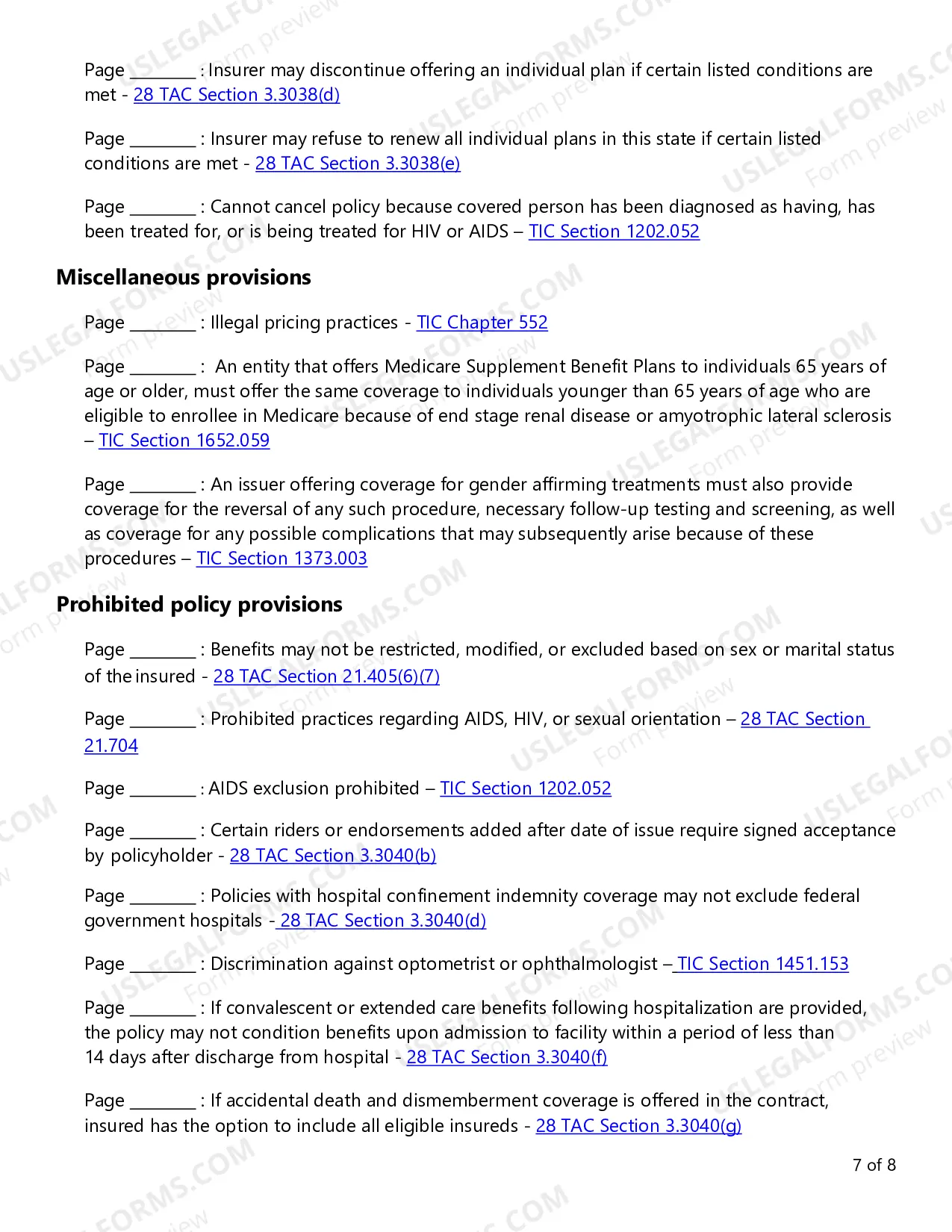 Preview Individual Health Limited Benefit Checklist