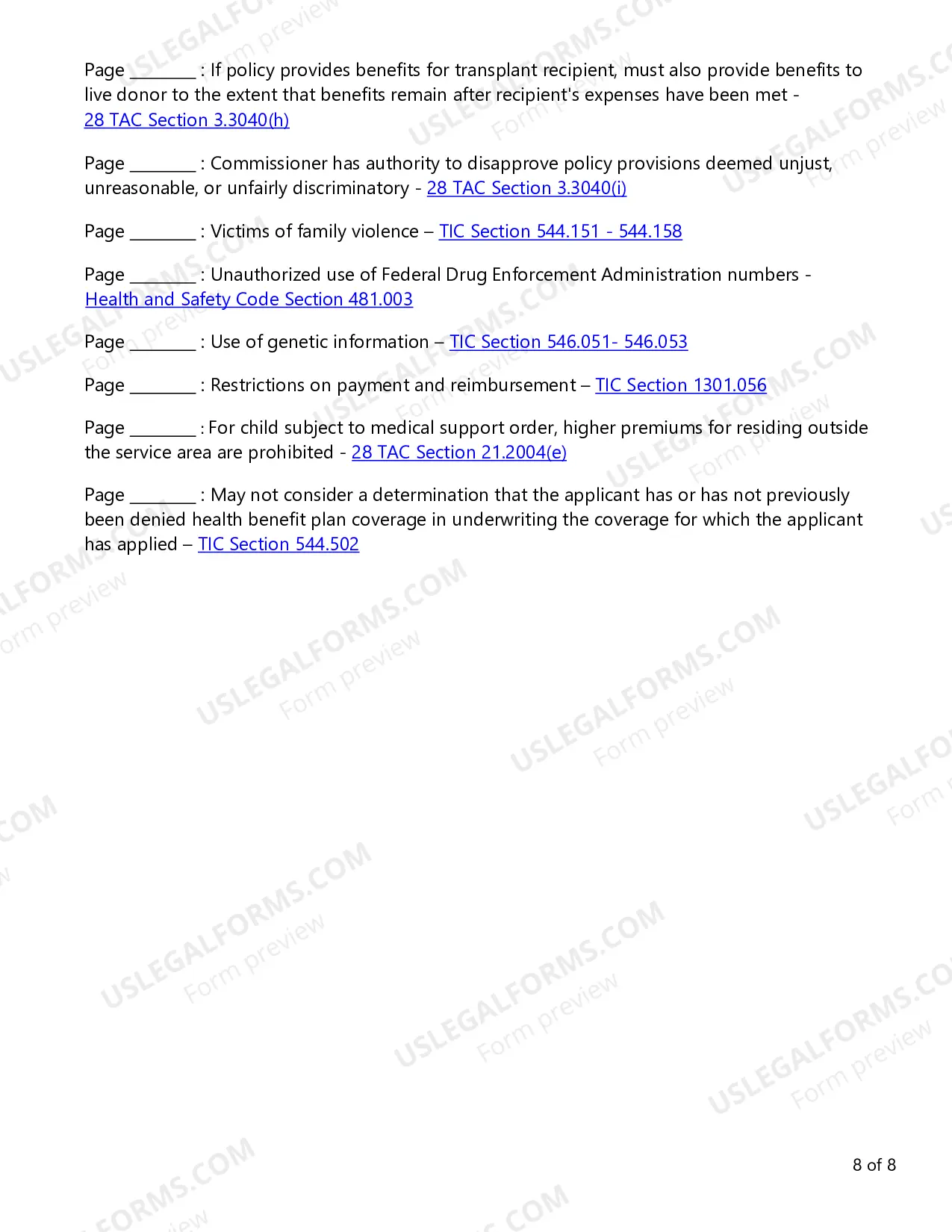 Preview Individual Health Limited Benefit Checklist