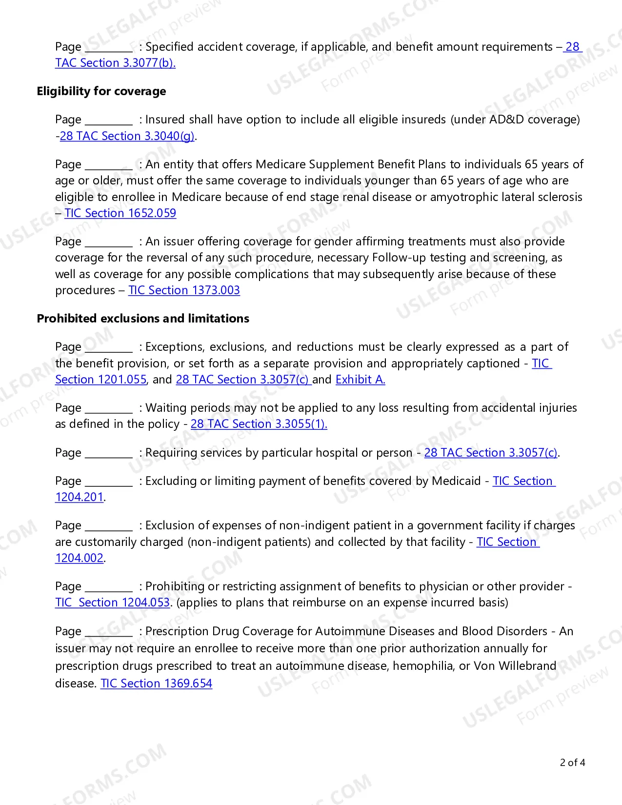 Preview Individual Health Accident Only / Accidental Death and Dismemberment (AD&D) Checklist