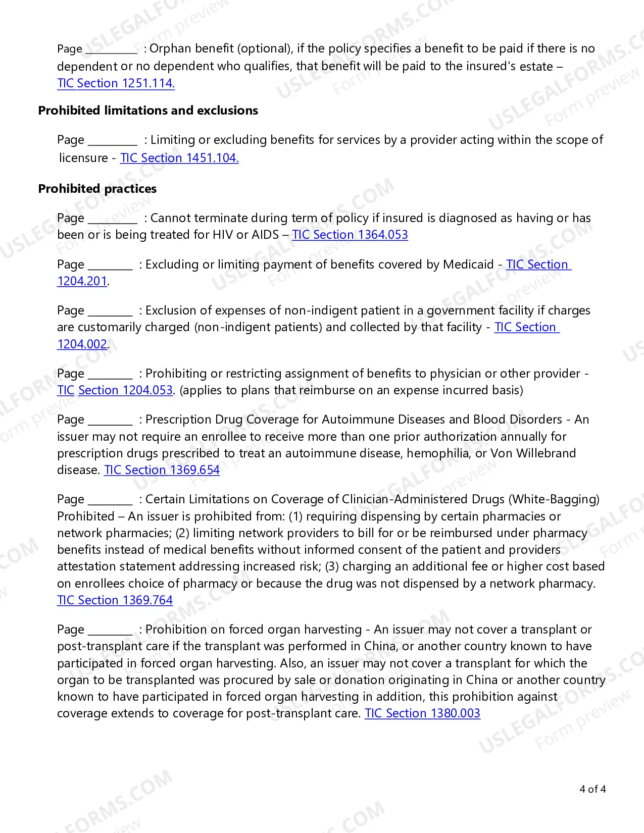 Preview Individual Health Accident Only / Accidental Death and Dismemberment (AD&D) Checklist