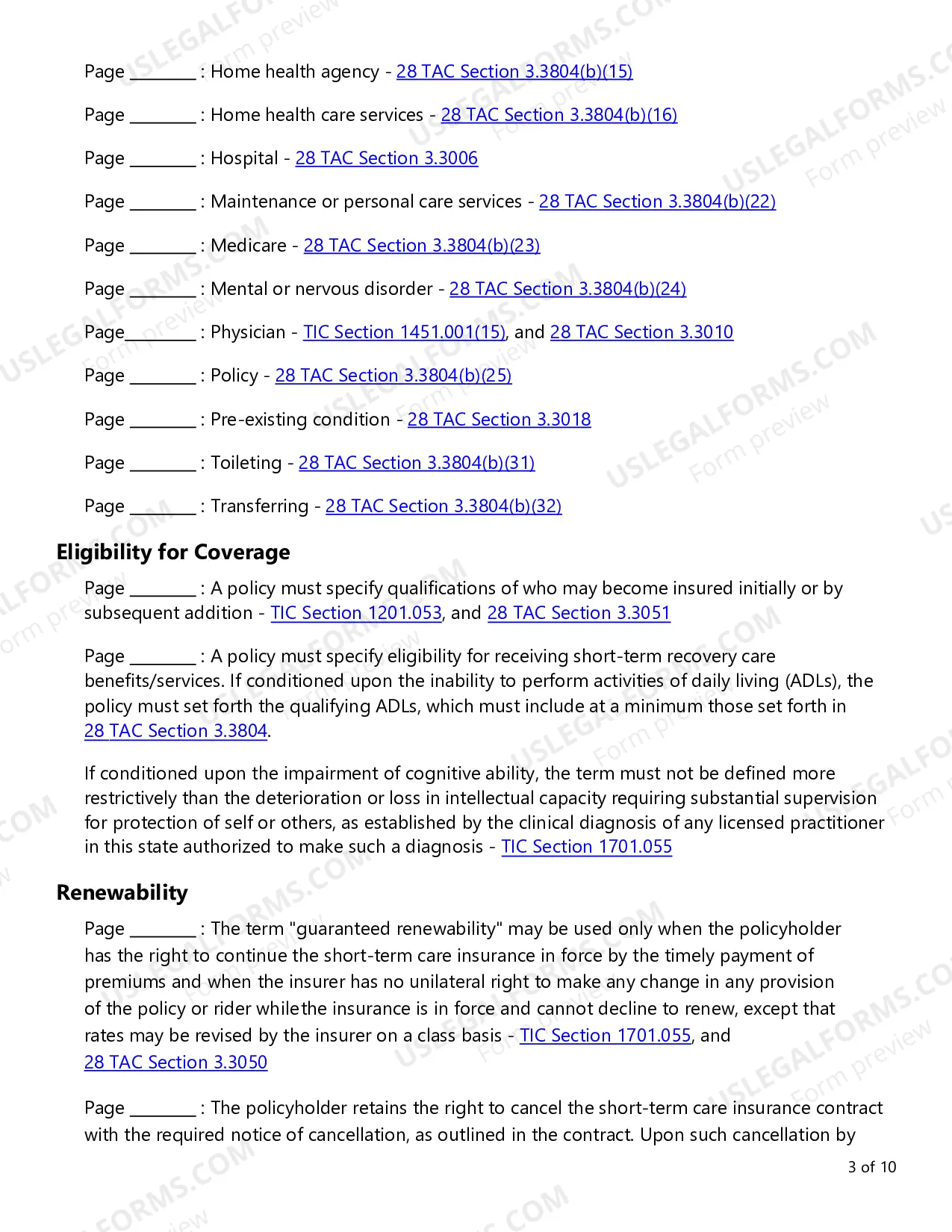 Preview Individual Short-Term Recovery Care Checklist