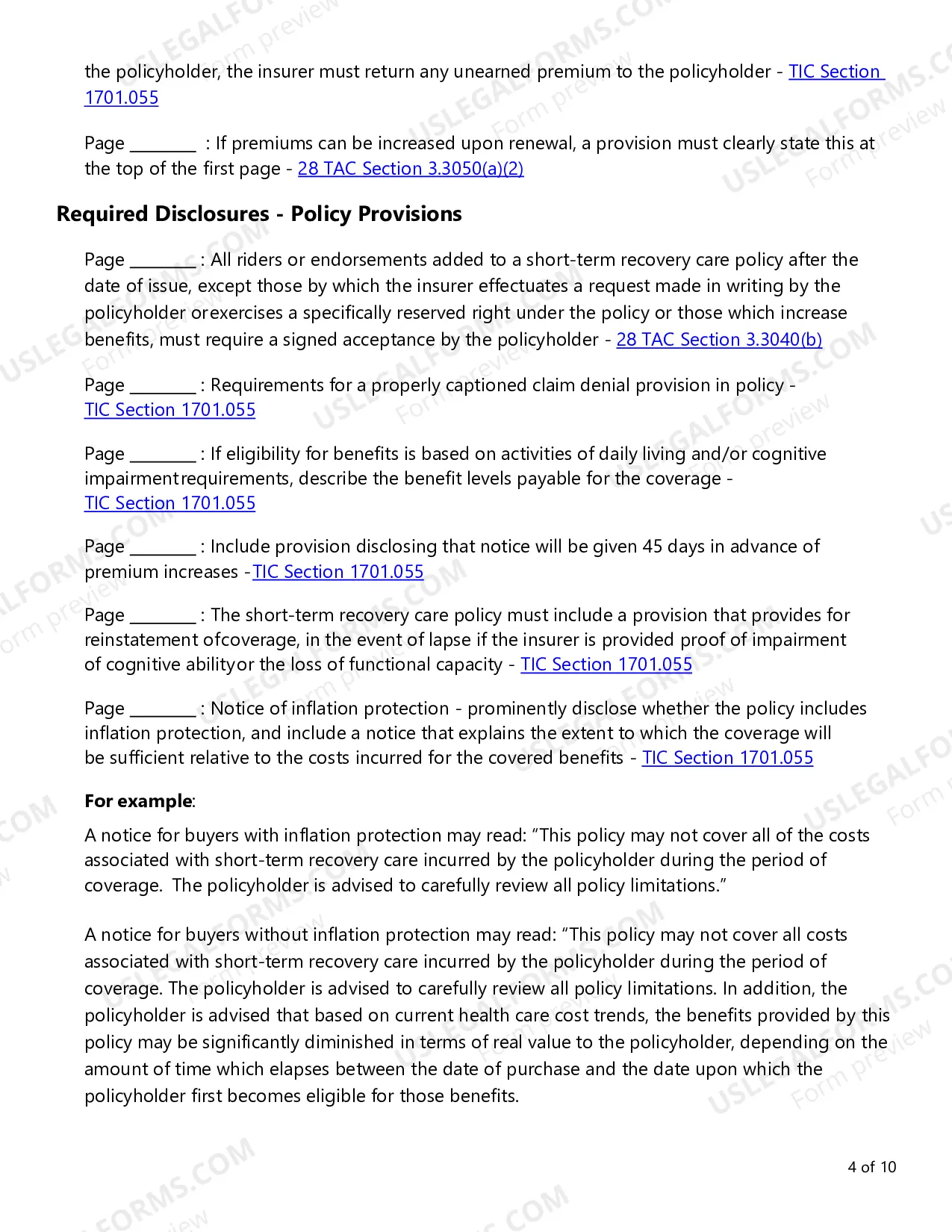 Preview Individual Short-Term Recovery Care Checklist