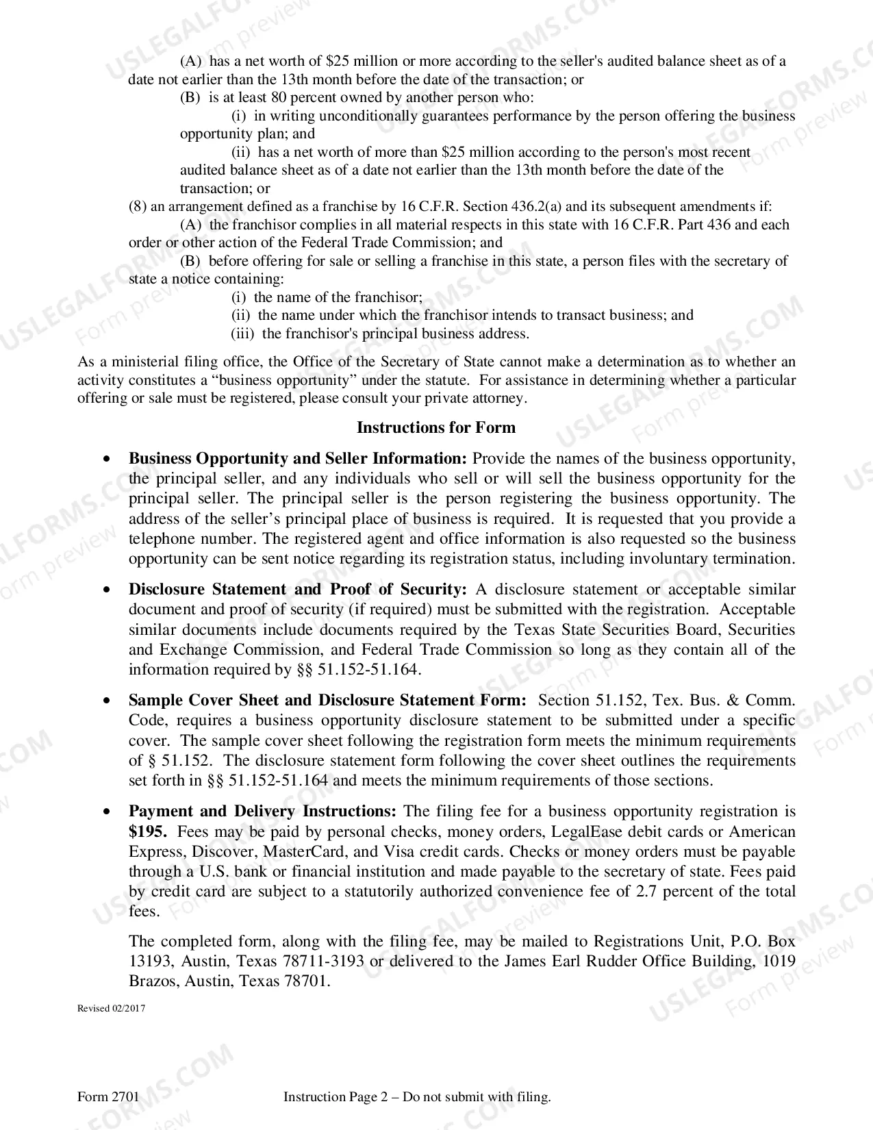 Preview Business Opportunity Registration