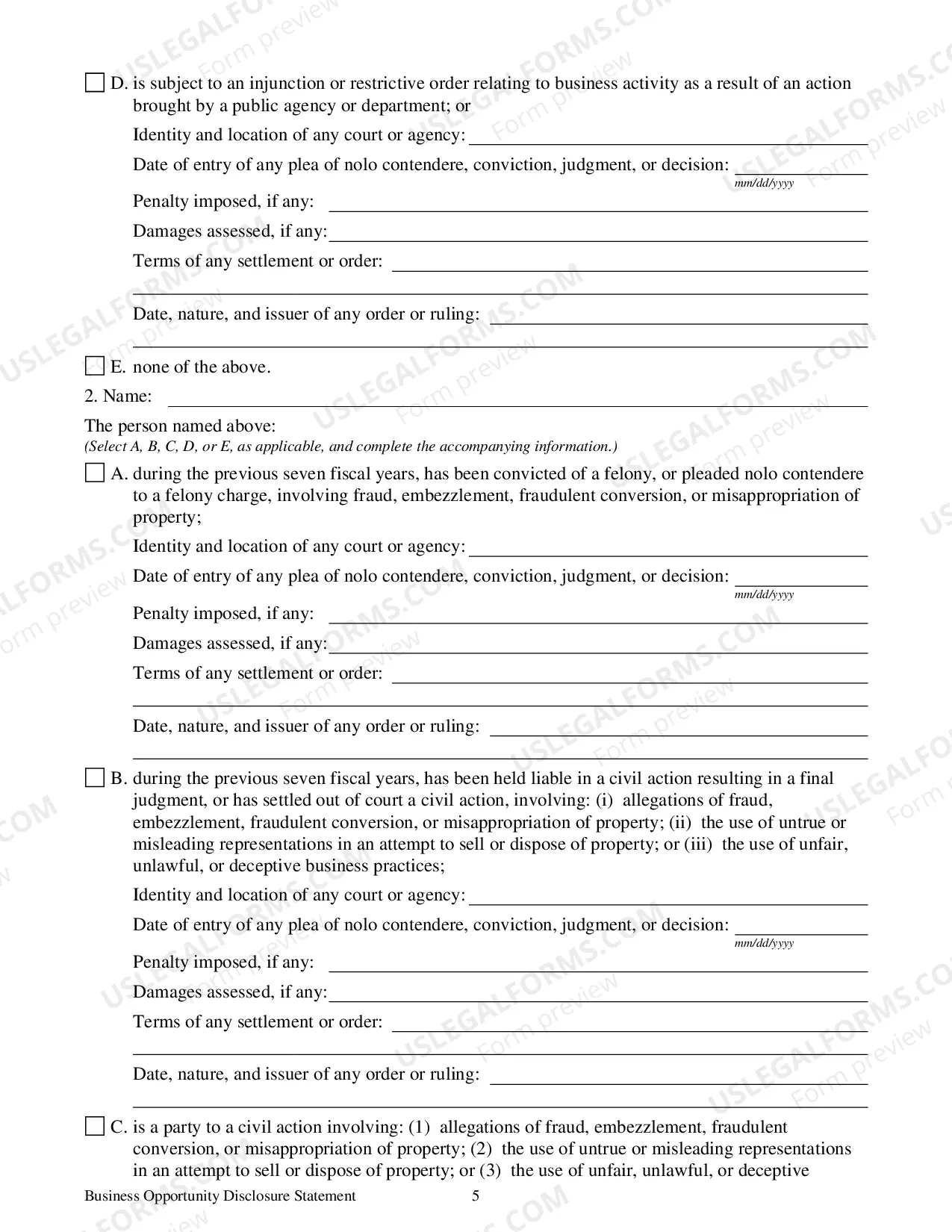 Preview Business Opportunity Registration