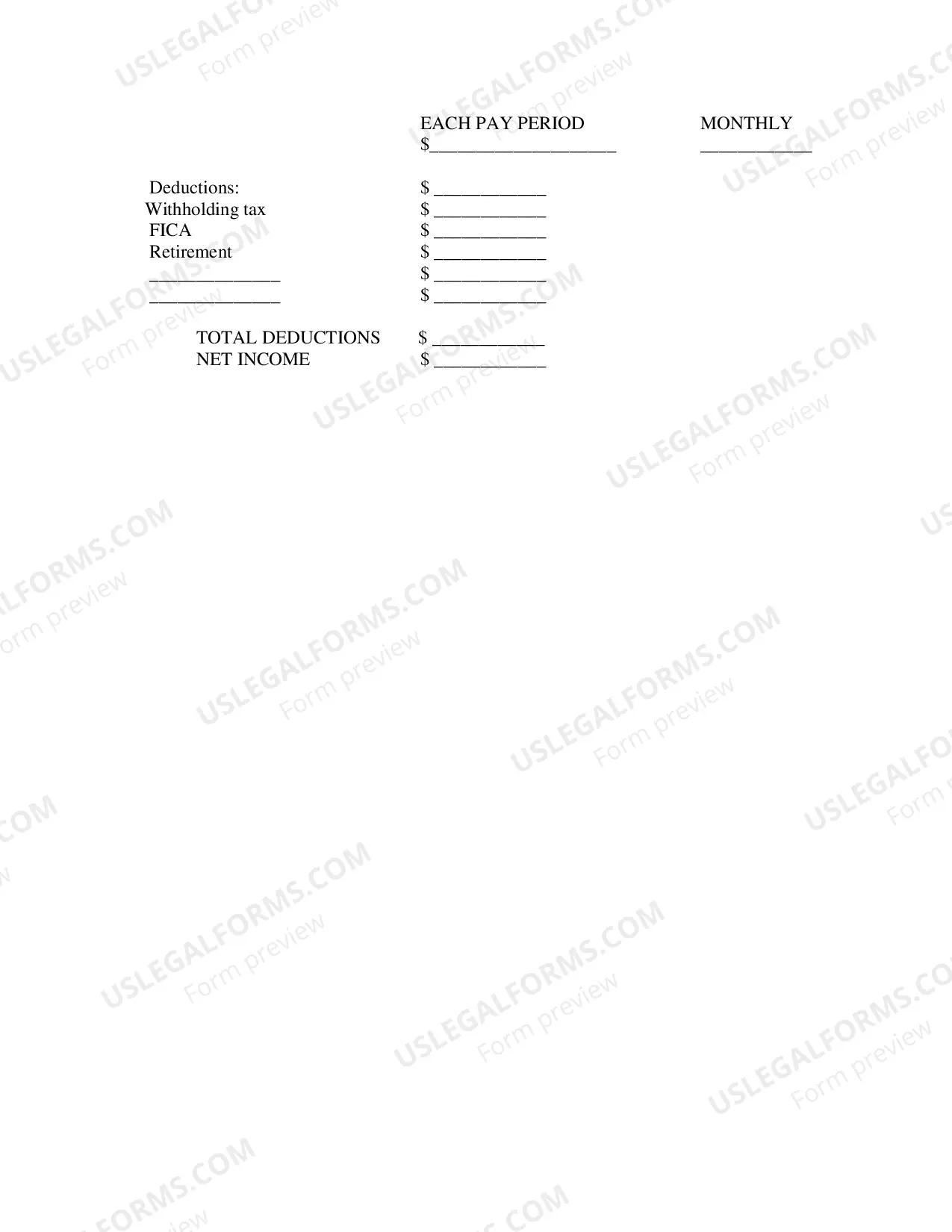 Preview Financial Information Statement