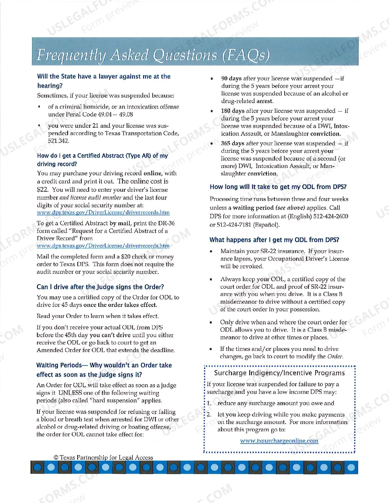Preview Occupational Driver's License Information
