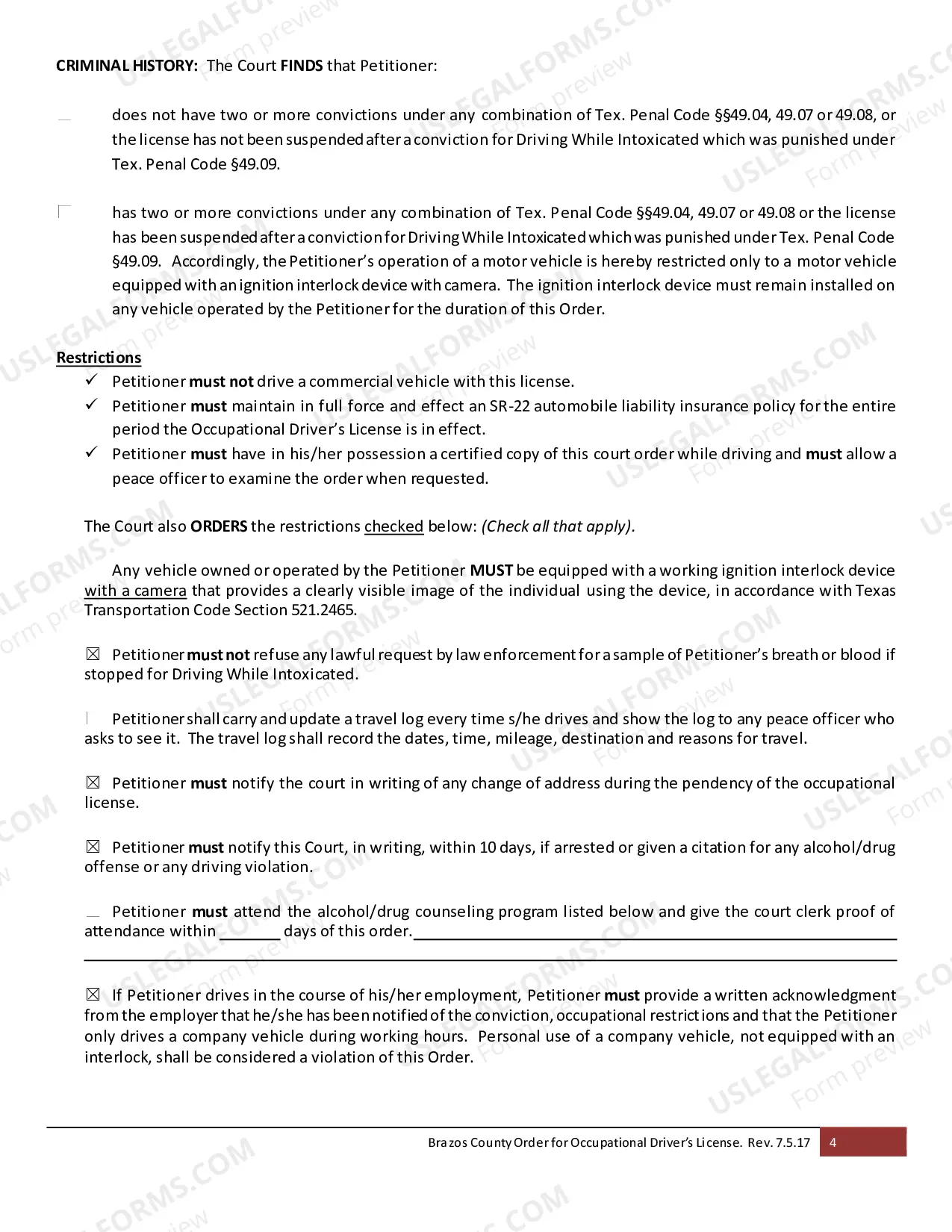 Preview Occupational License Order
