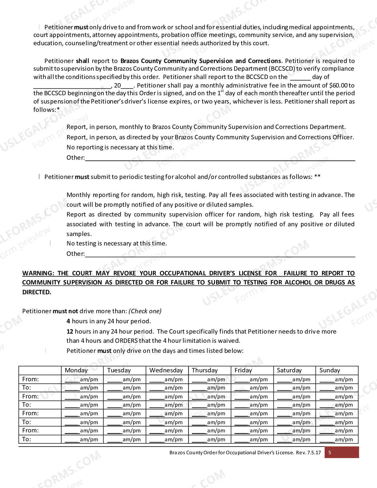 Preview Occupational License Order