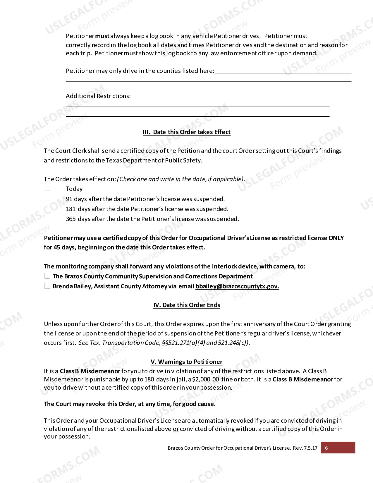 Preview Occupational License Order