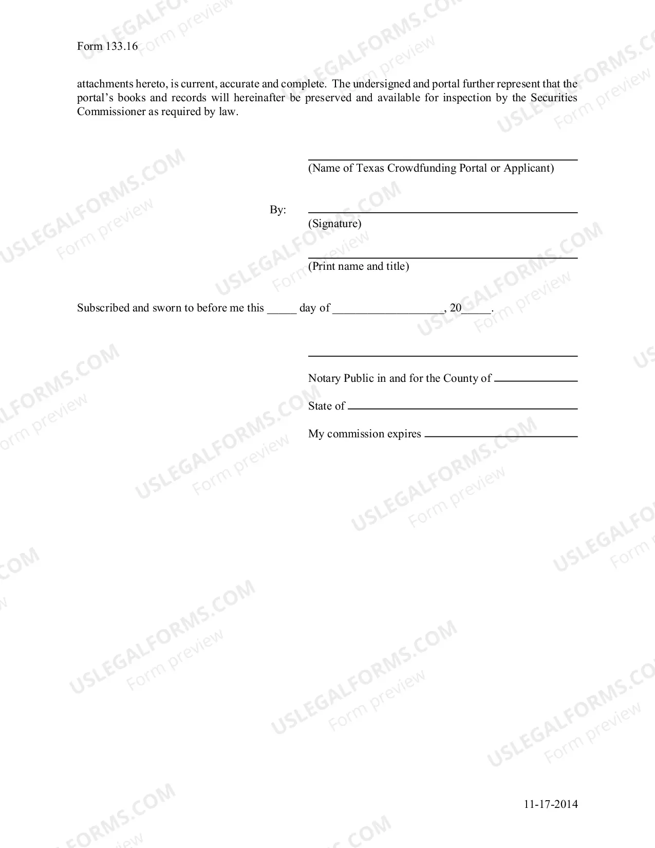 Preview Texas Crowdfunding Portal Withdrawal of Registration