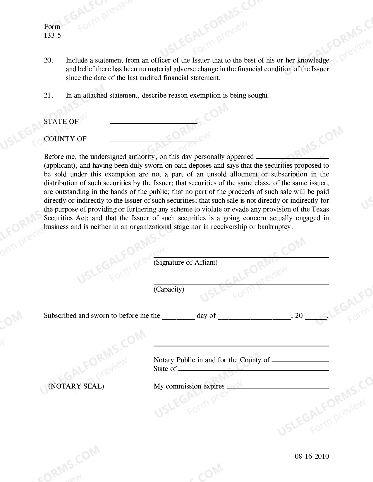 Preview Secondary Trading Exemption Noitce