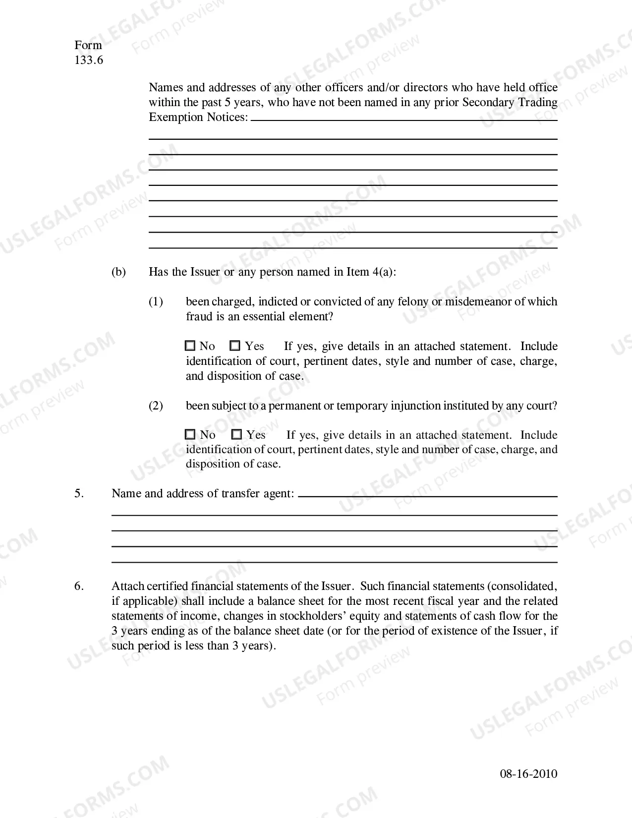 Preview Secondary Trading Exemption Renewal Noitce