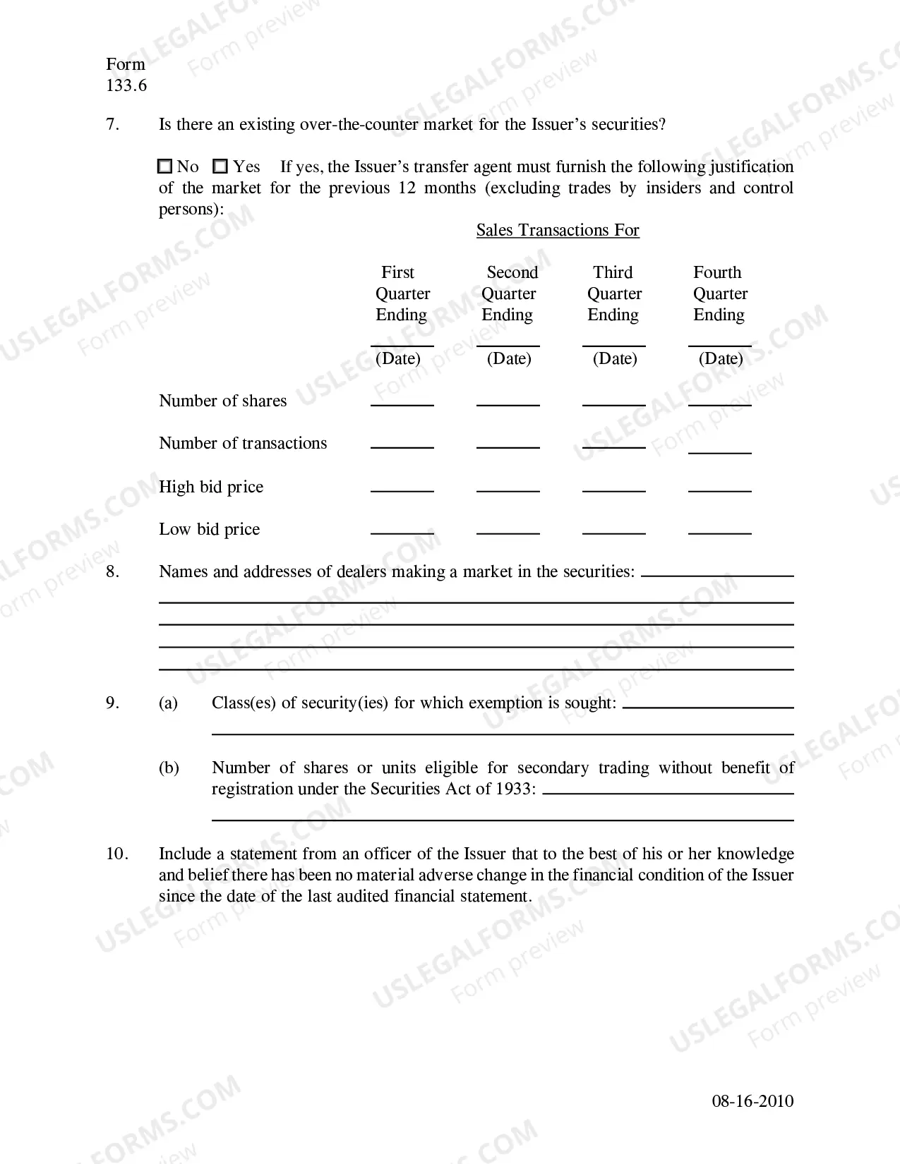 Preview Secondary Trading Exemption Renewal Noitce