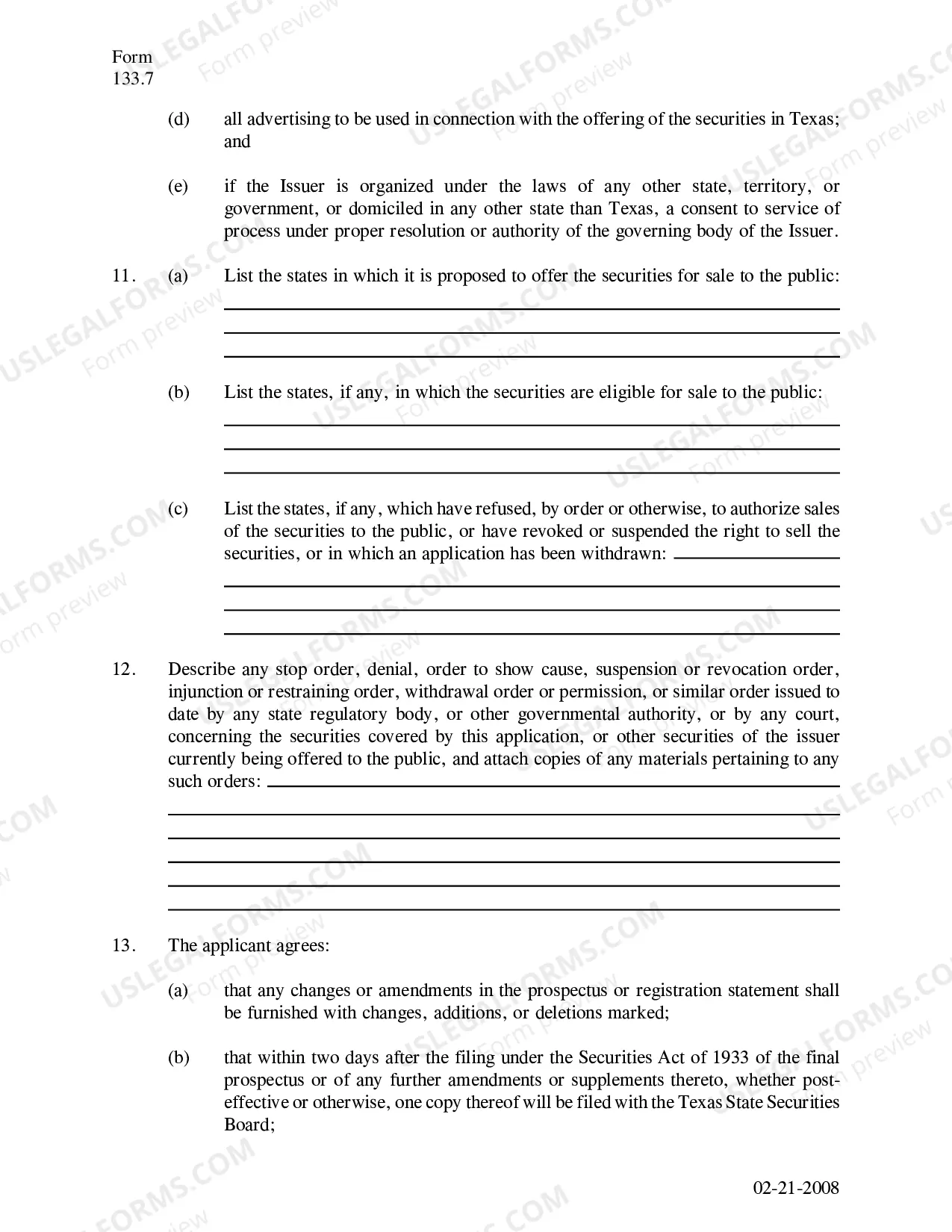 Preview Application For Registration of Securities