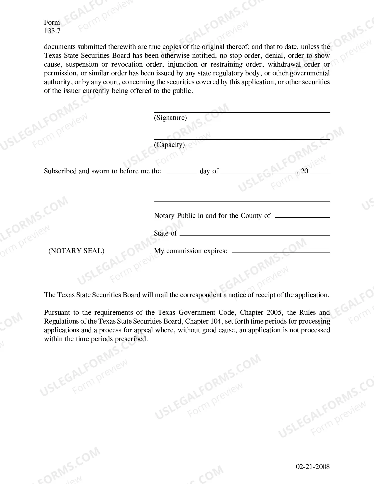 Preview Application For Registration of Securities