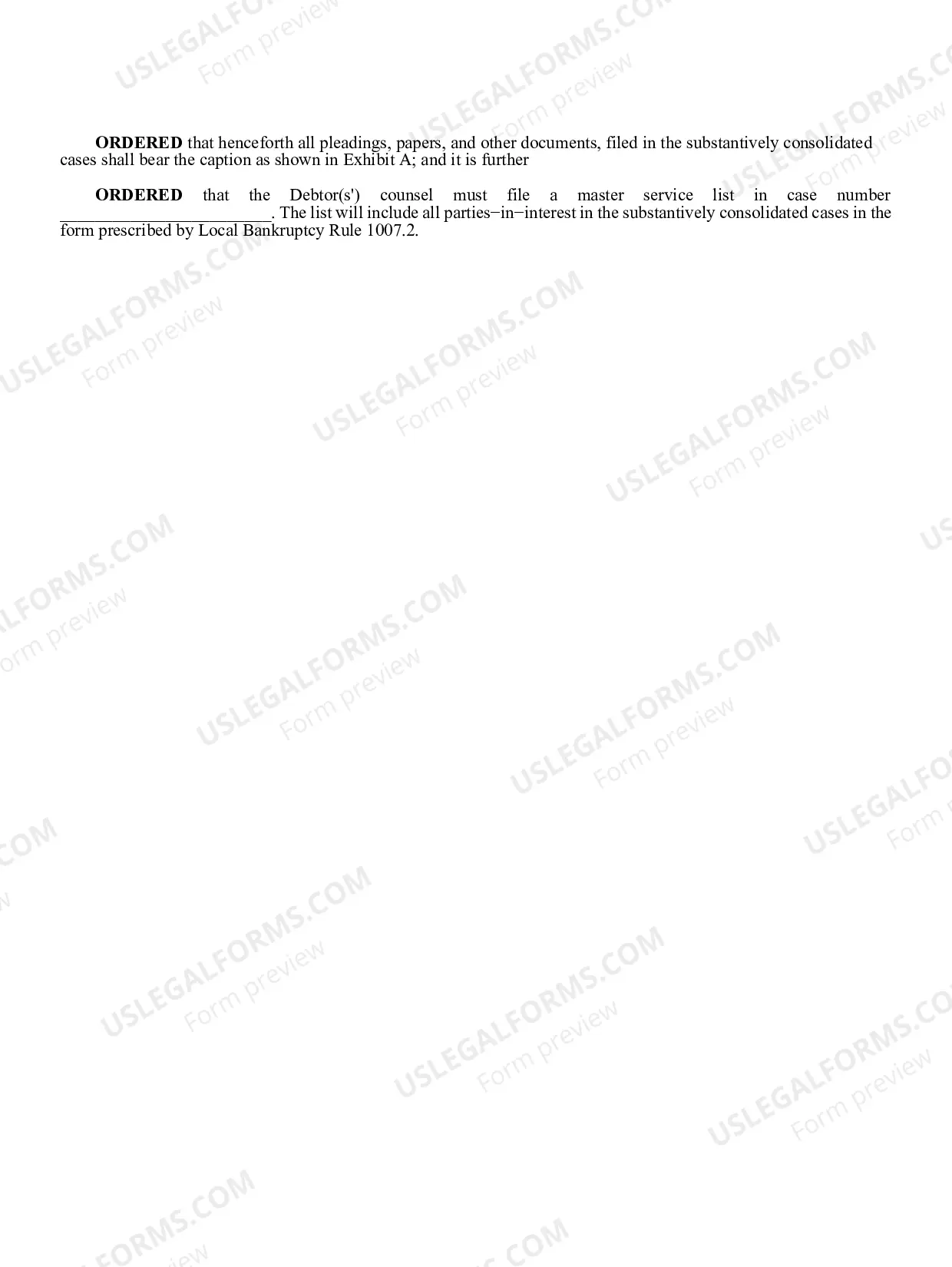 Preview Order Directing Substantive Consolidation of Cases (proposed)