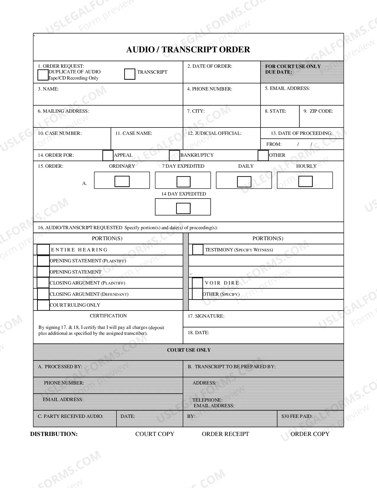 Preview Transcript Request