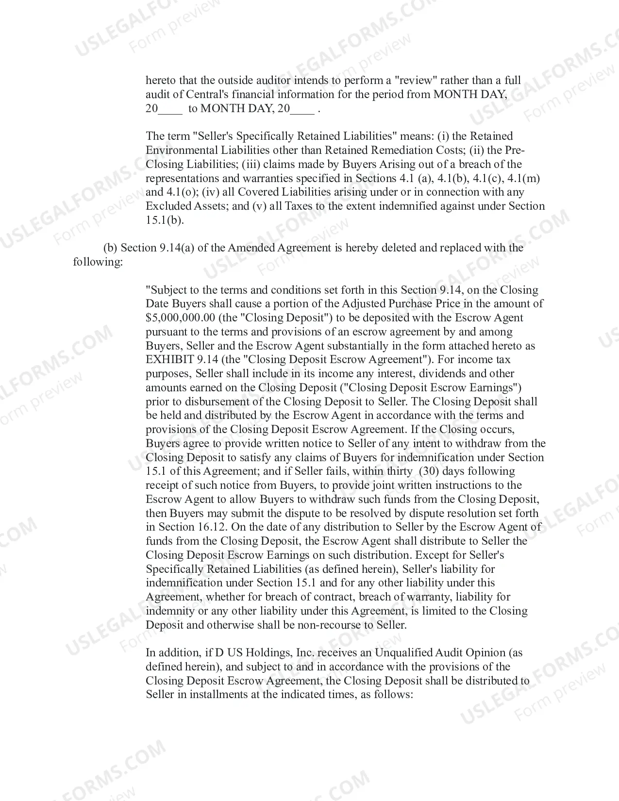 Preview Amendment to Refinery Purchase and Sale Agreement and Indemnity Agreement