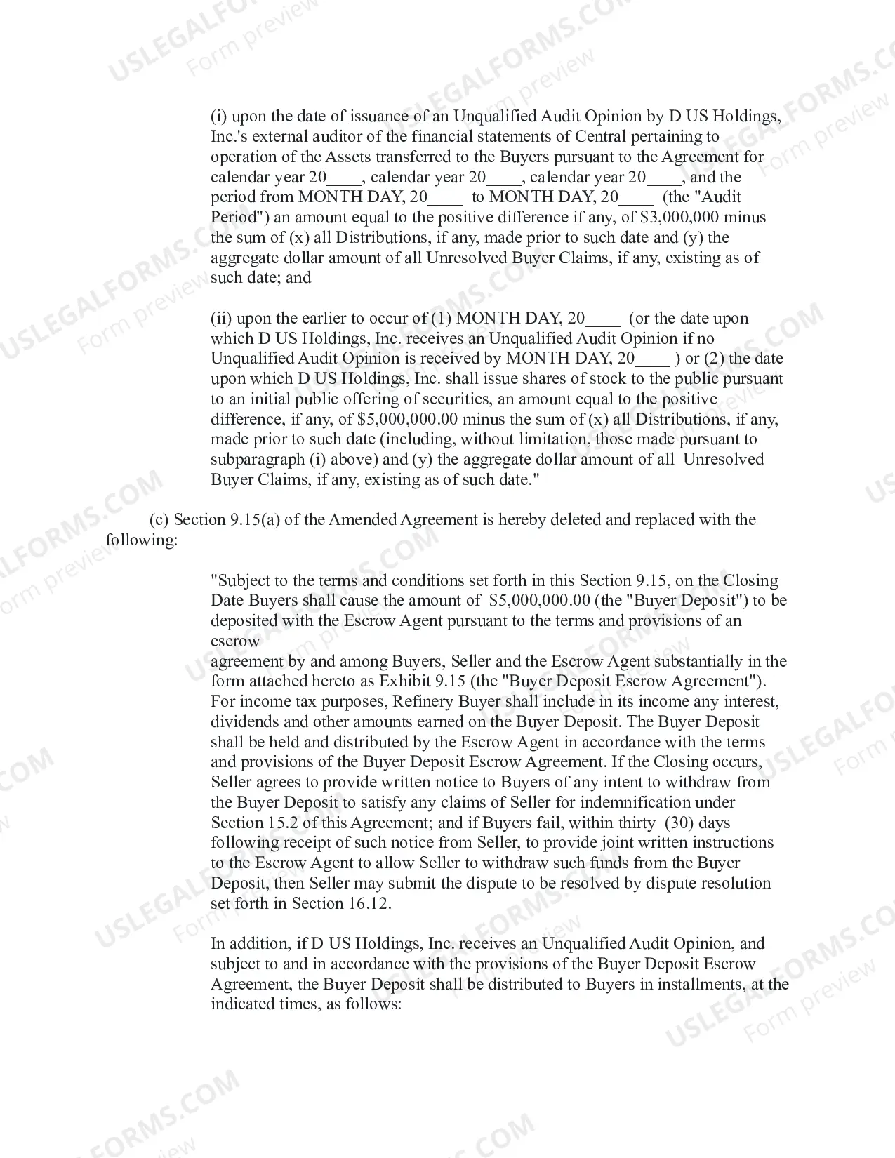 Preview Amendment to Refinery Purchase and Sale Agreement and Indemnity Agreement